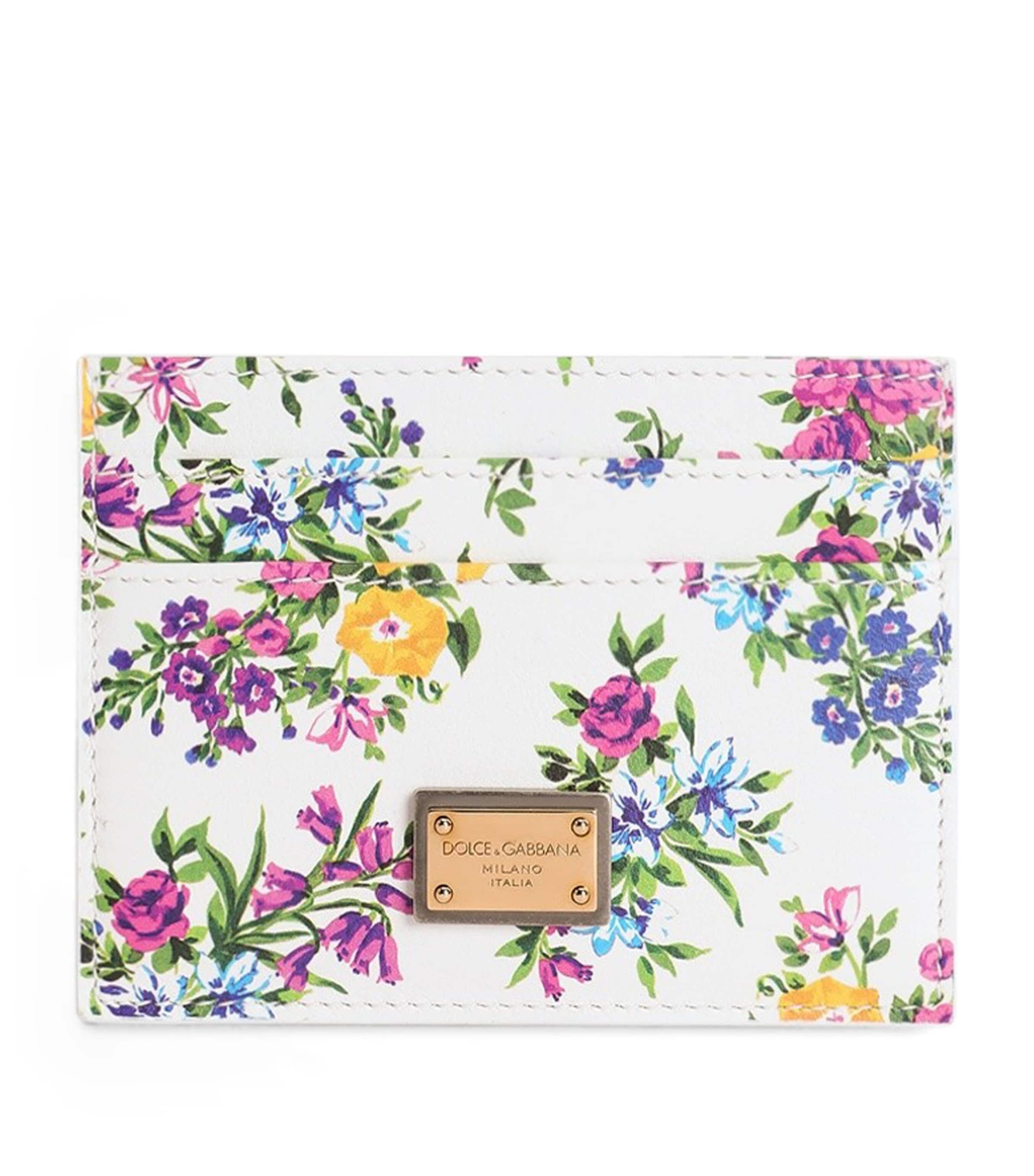 Dolce&Gabbana Calfskin Floral Print Card Holder Fiorellin