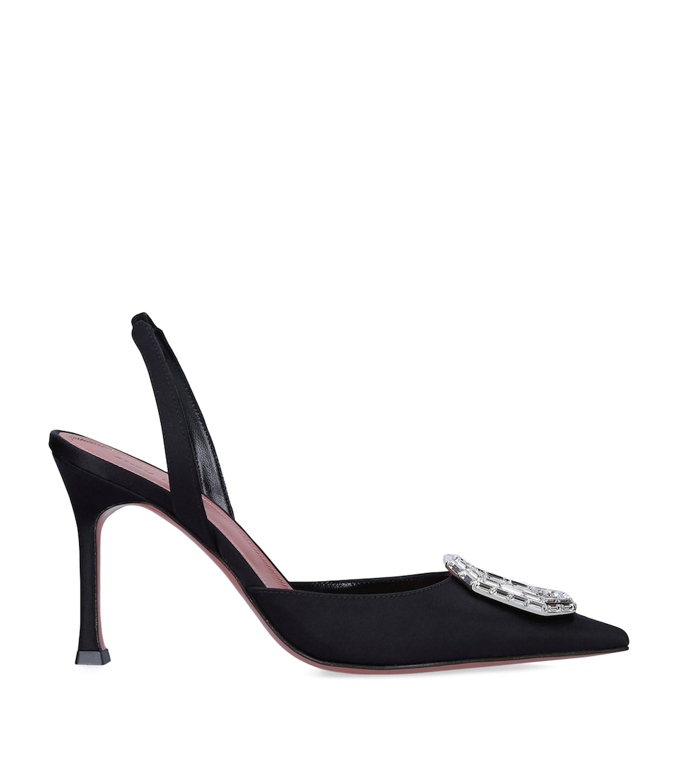 Satin Camelia Slingback Pumps 90