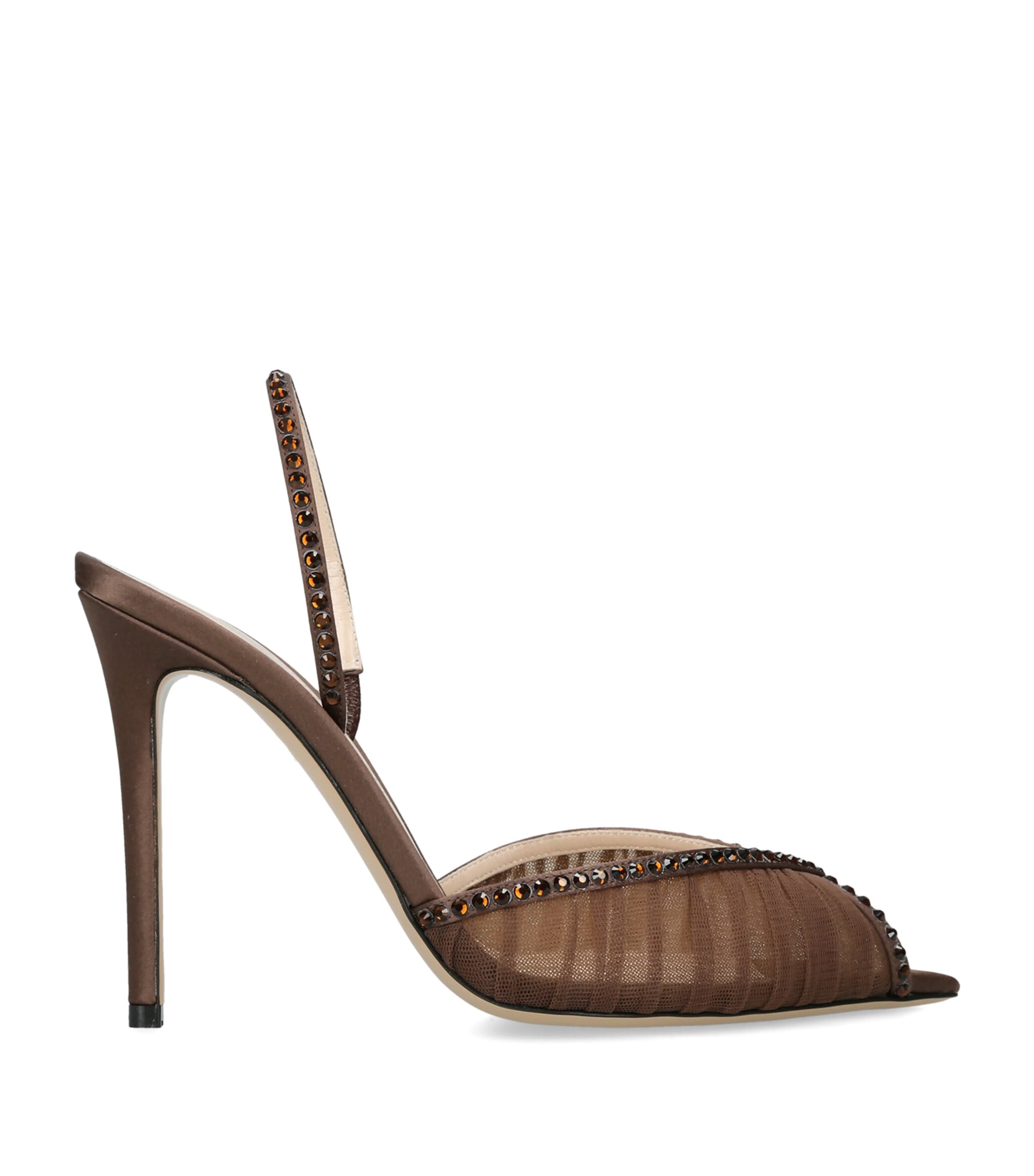 Andrea Wazen Rhinestone-Embellished Katy Slingback Pumps 105 Brown