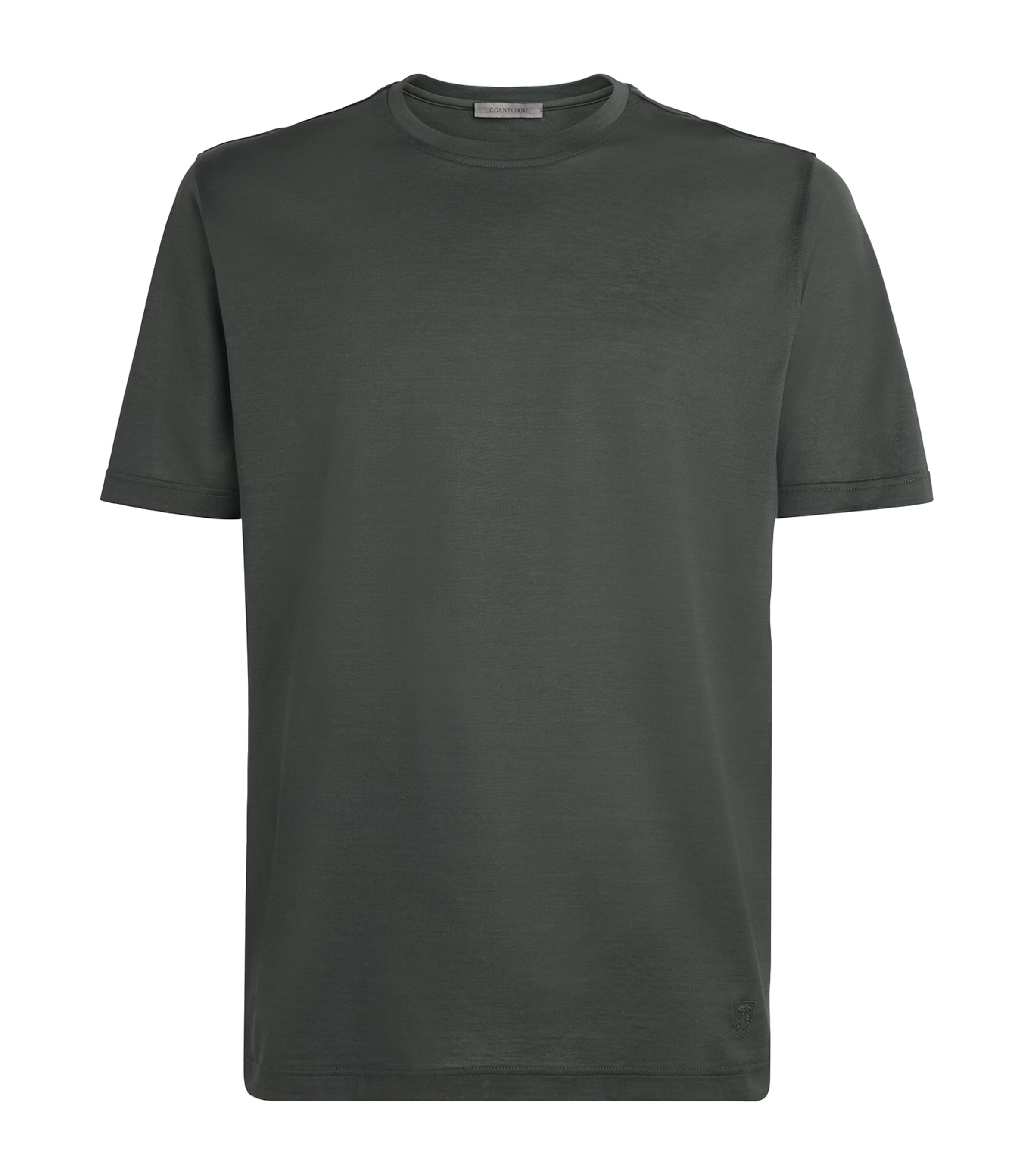 Corneliani Mens Cotton Crew-Neck T-Shirt Green Coloured