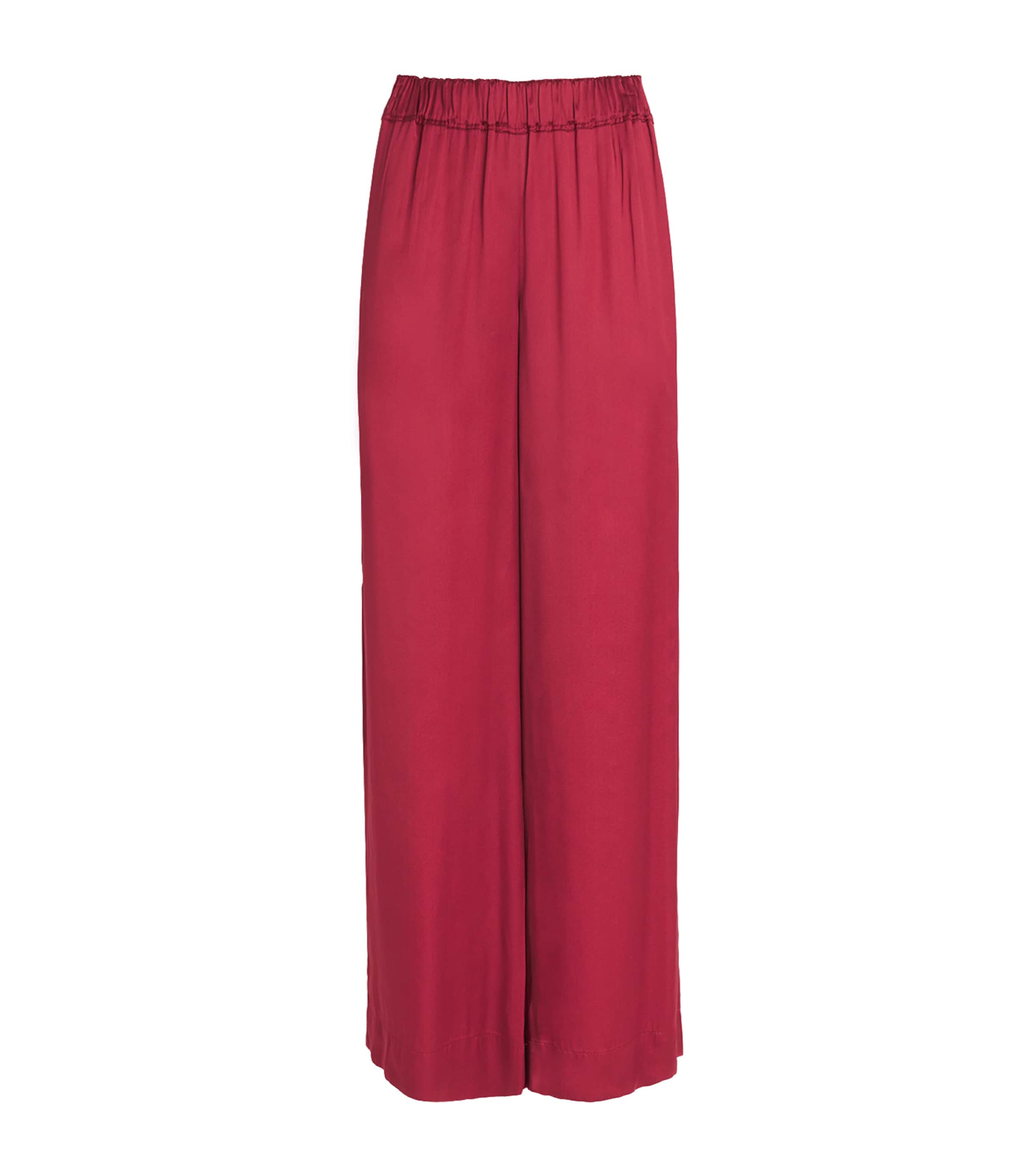 Liberowe Womens Satin Palazzo Trousers Raspberry