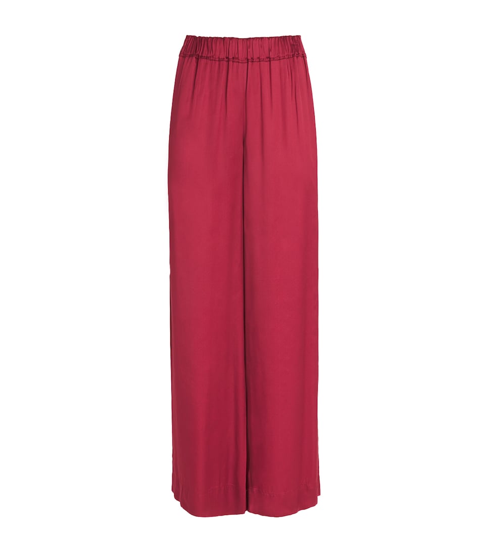 Liberowe Womens Satin Palazzo Trousers Raspberry