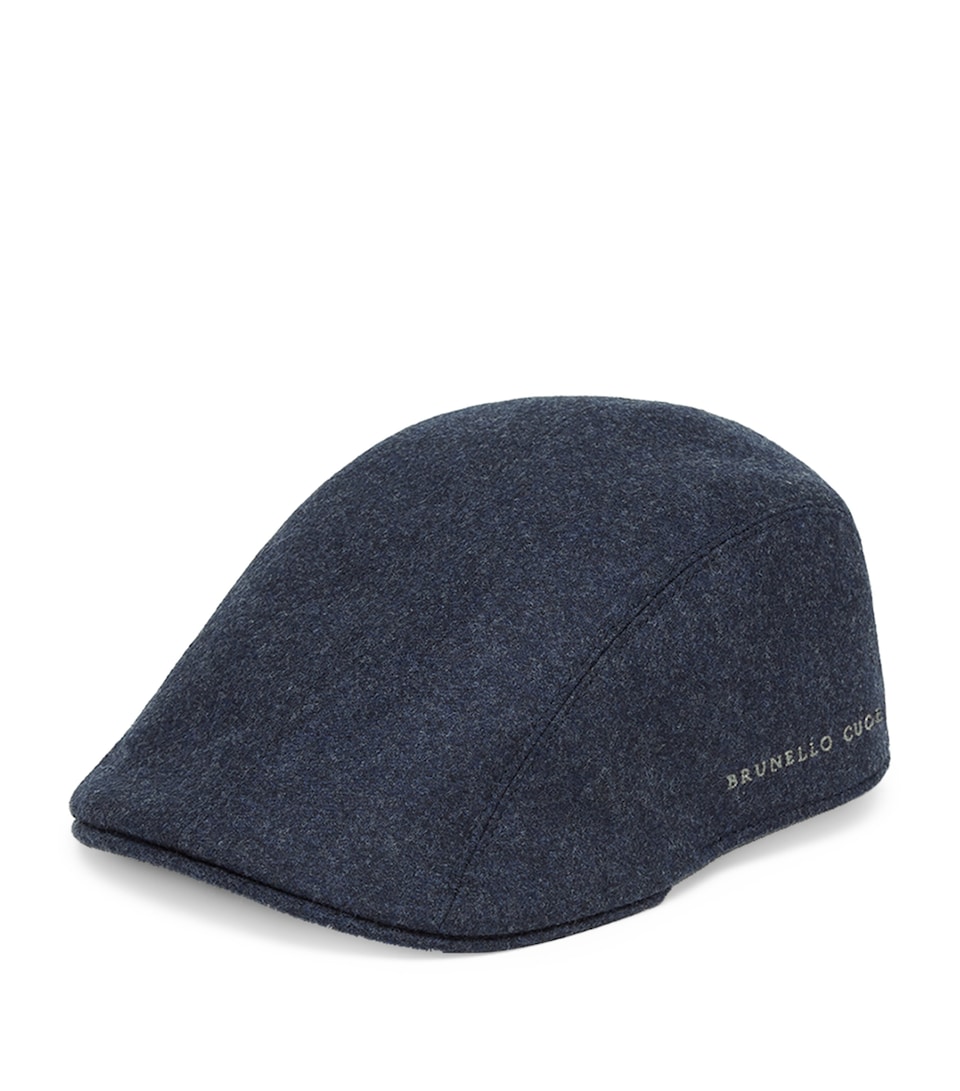 Virgin Wool Embroidered Flat Cap