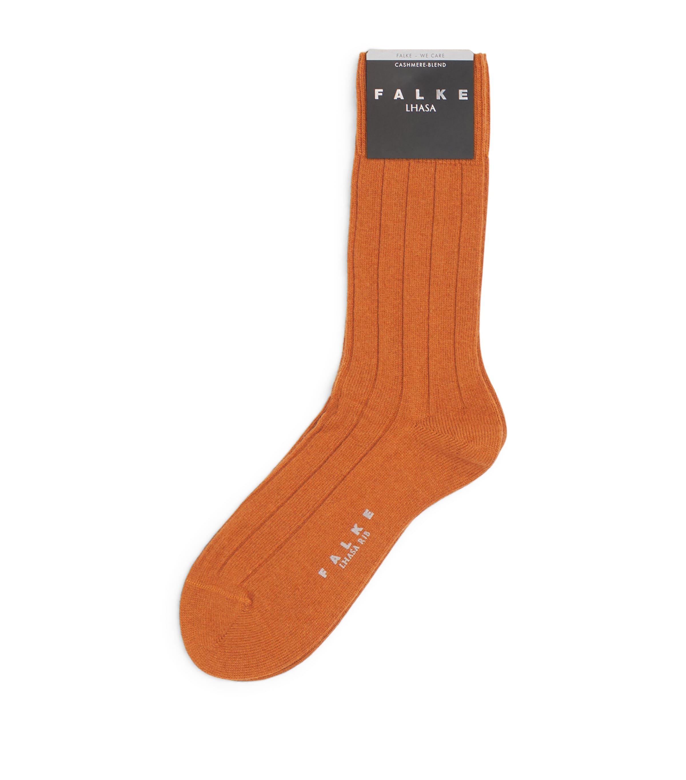 Falke Mens Wool-Cashmere Blend Lhasa Ribbed Socks Caramel
