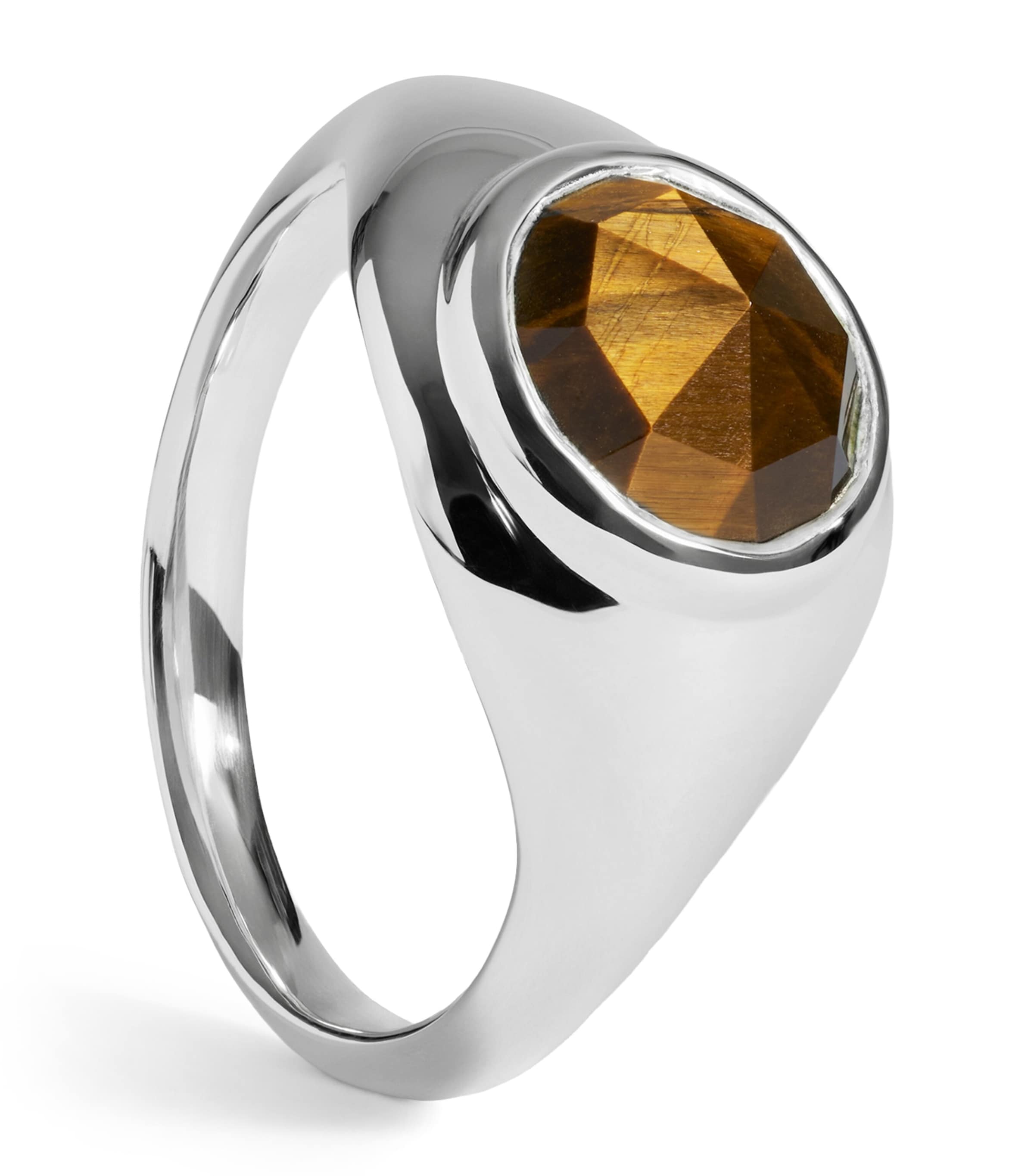 Monica Vinader Sterling Silver and Tiger's Eye Eclipse Ring Blue