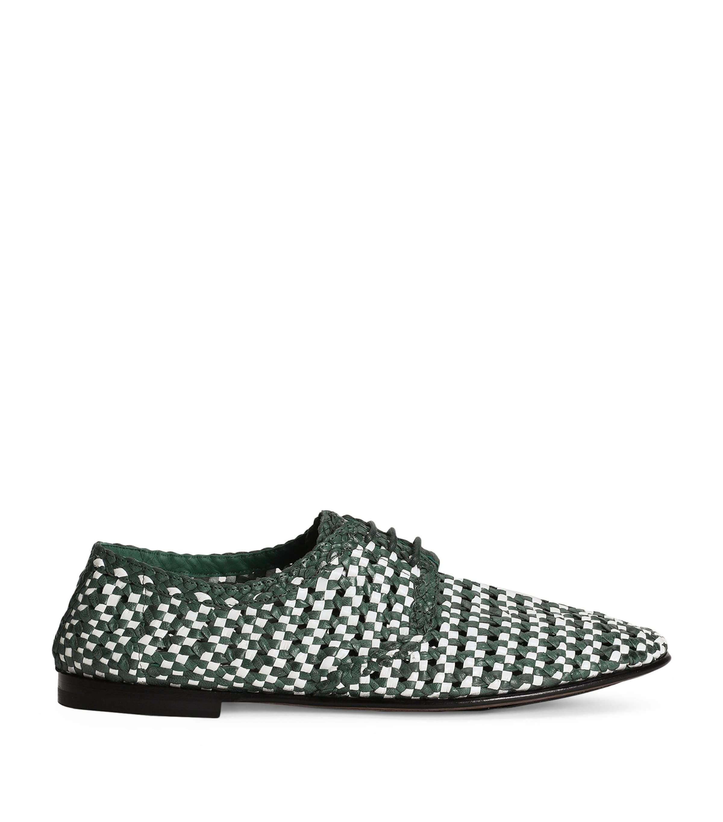 Goatskin Woven Derby Shoes
