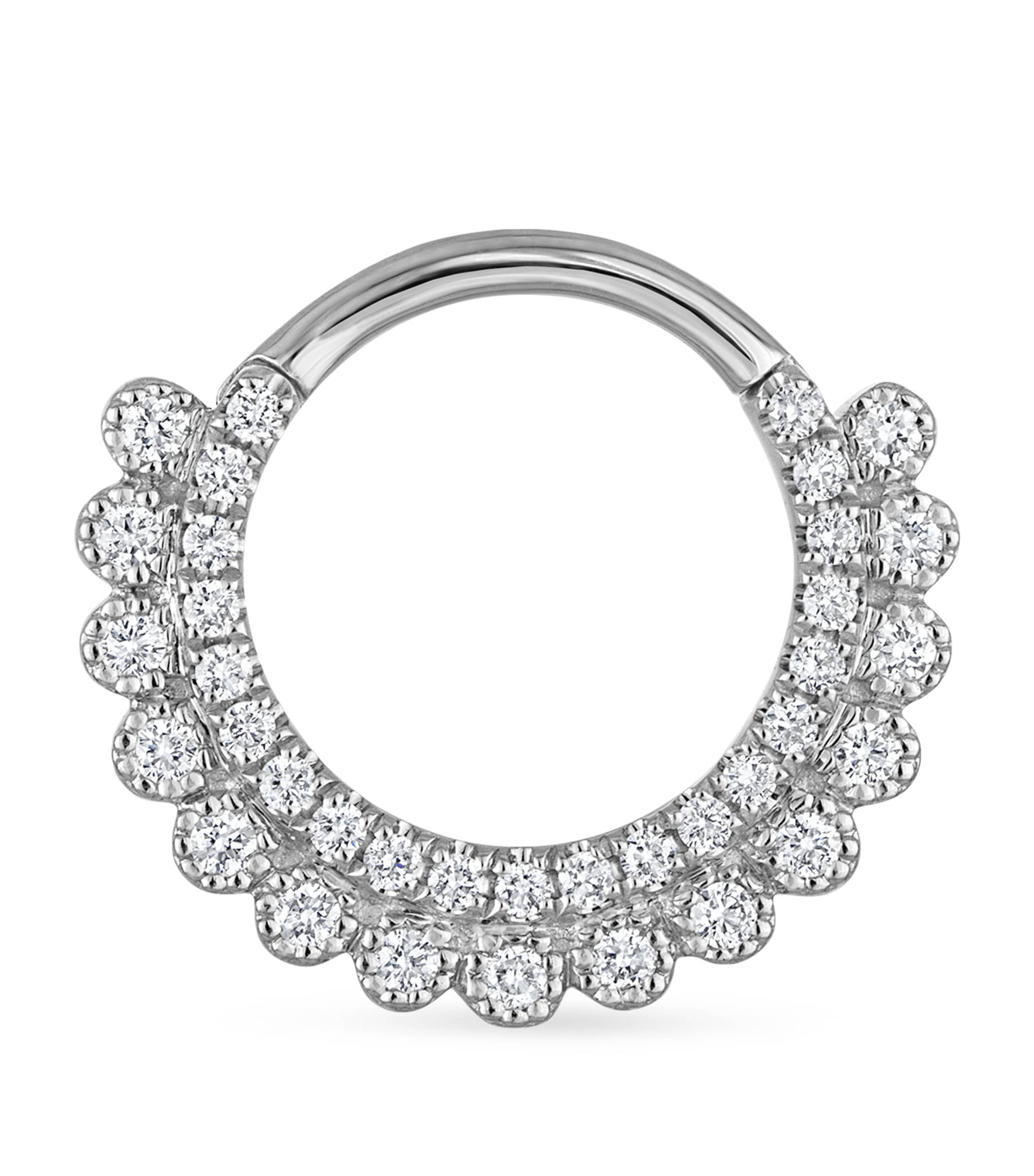 Maria Tash White Gold Diamond Apsara Hoop Earring (9.5mm) White Gold