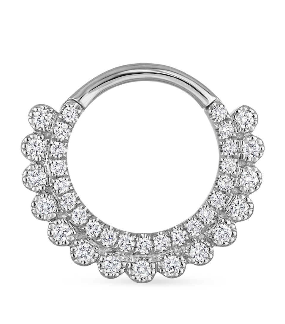 Maria Tash White Gold Diamond Apsara Hoop Earring (9.5mm) White Gold