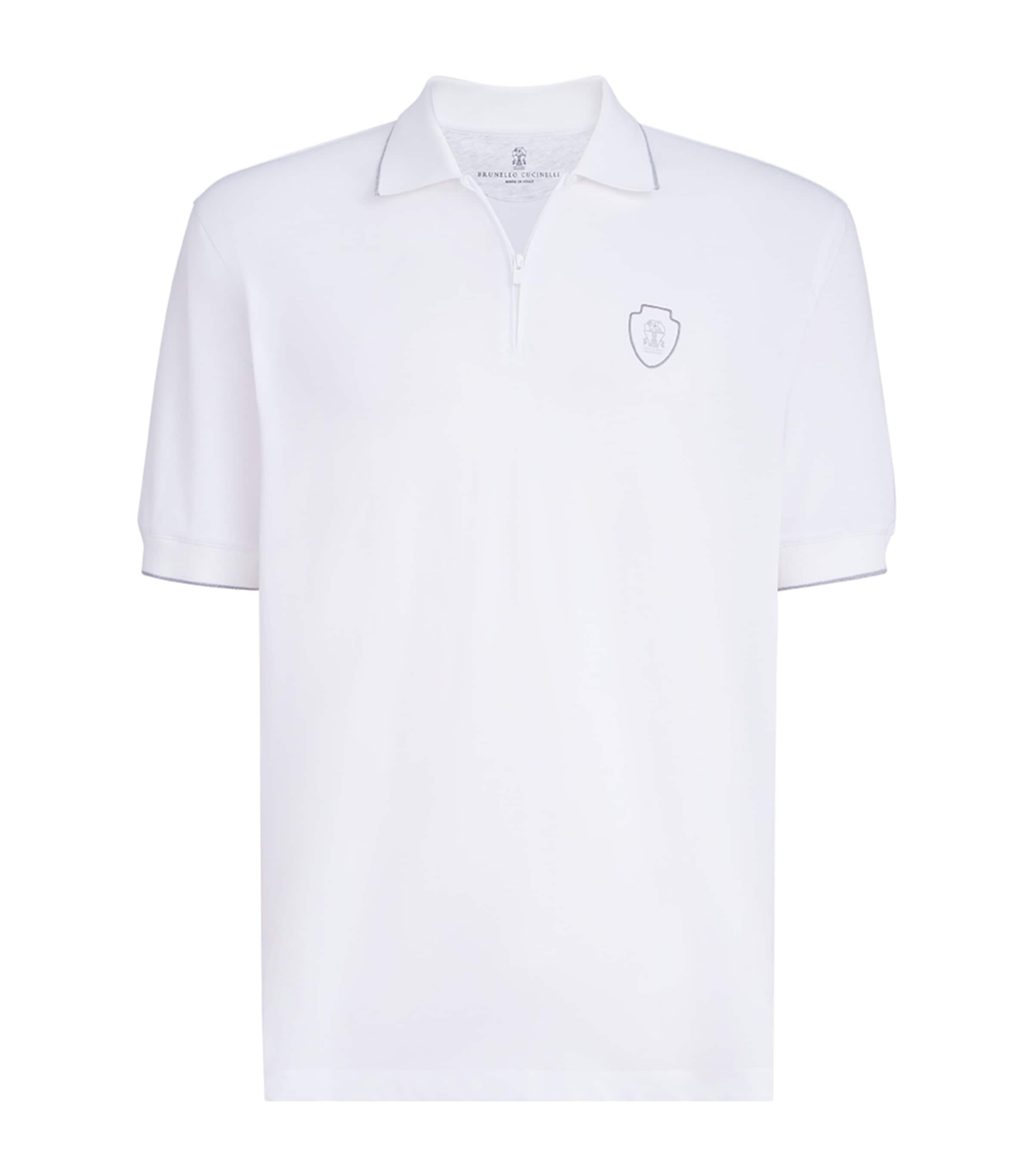 Brunello Cucinelli Mens Technical Crest Zip-Up Polo Shirt