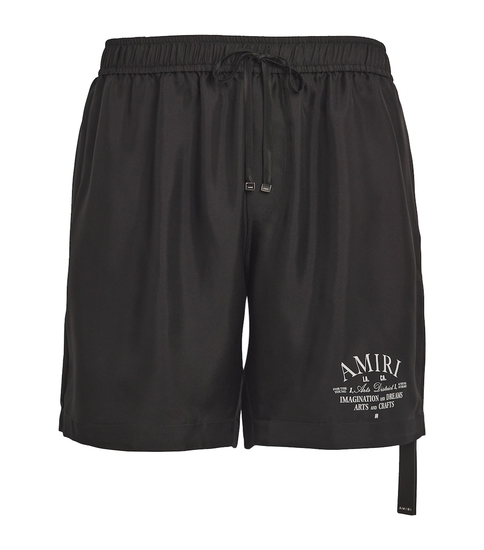 AMIRI Mens Silk Logo Shorts Black