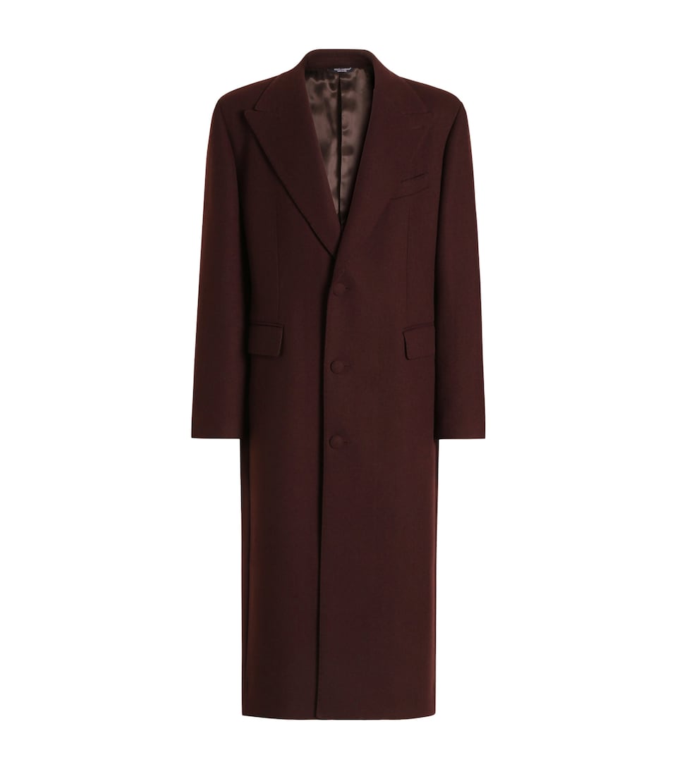 Dolce&Gabbana Mens Wool-Blend Coat Brown Dark V