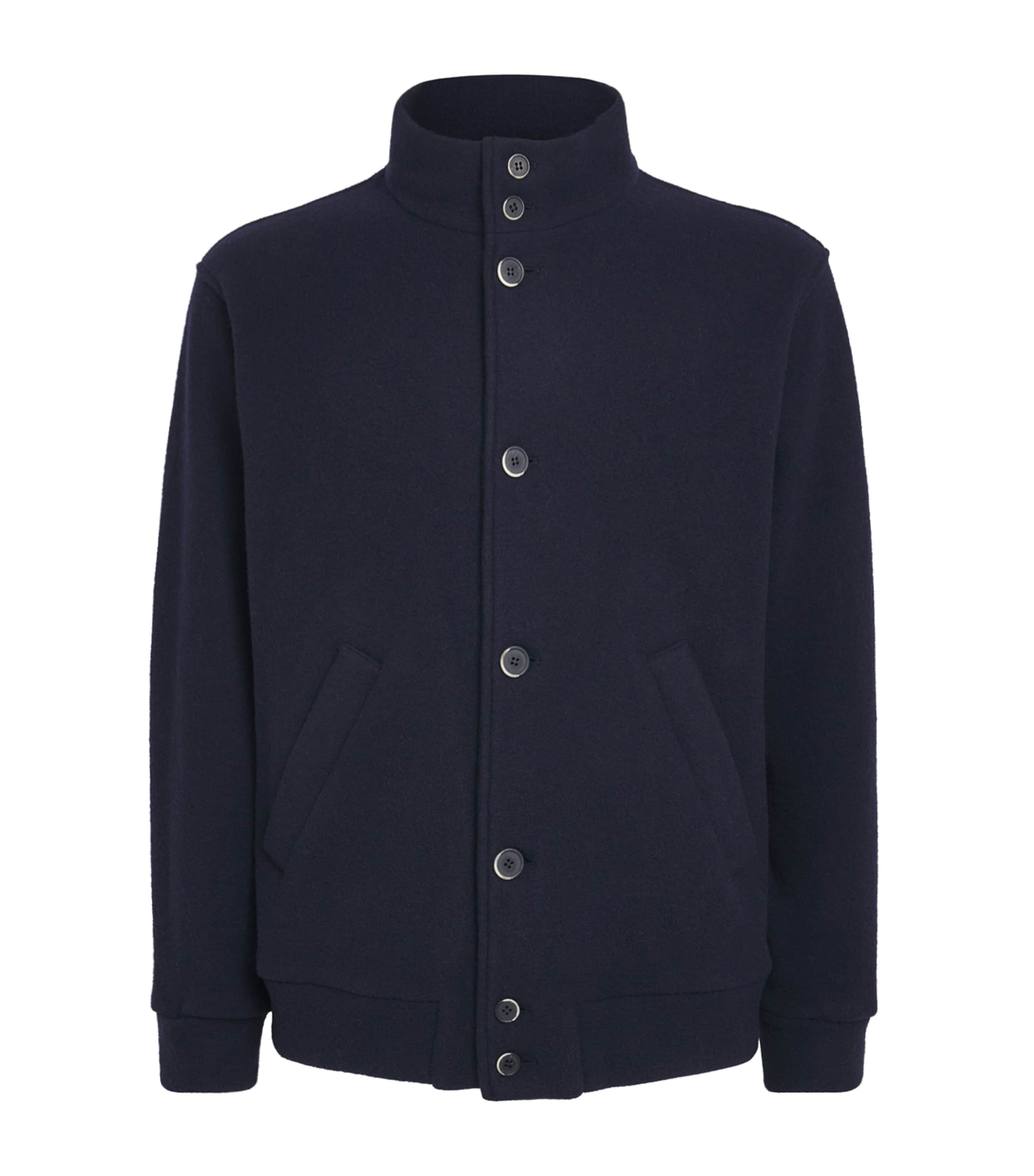 Barena Mens Wool-Blend Windbreaker Jacket Navy