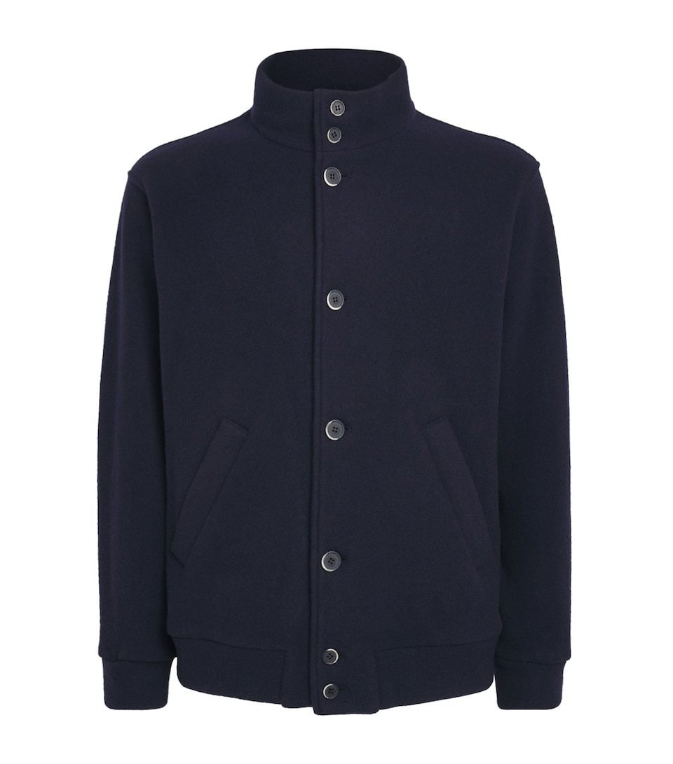 Barena Mens Wool-Blend Windbreaker Jacket Navy