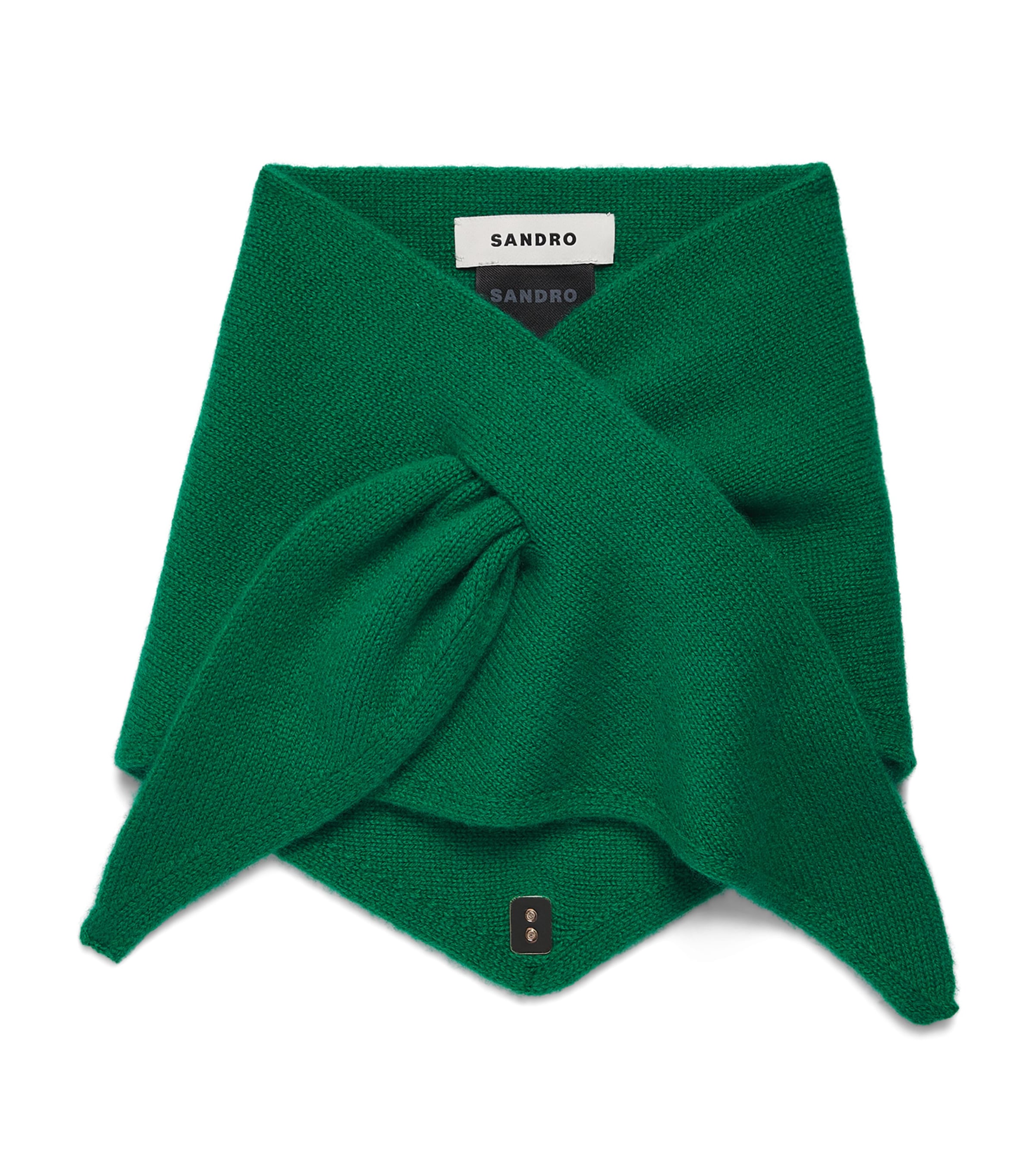 Sandro Paris Wool-Cashmere Tie Bandana Green