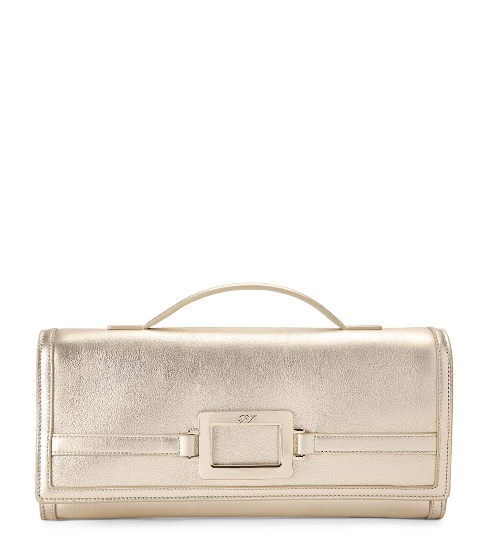 Roger Vivier Leather Belle Vivier Clutch Bag Winter Wht