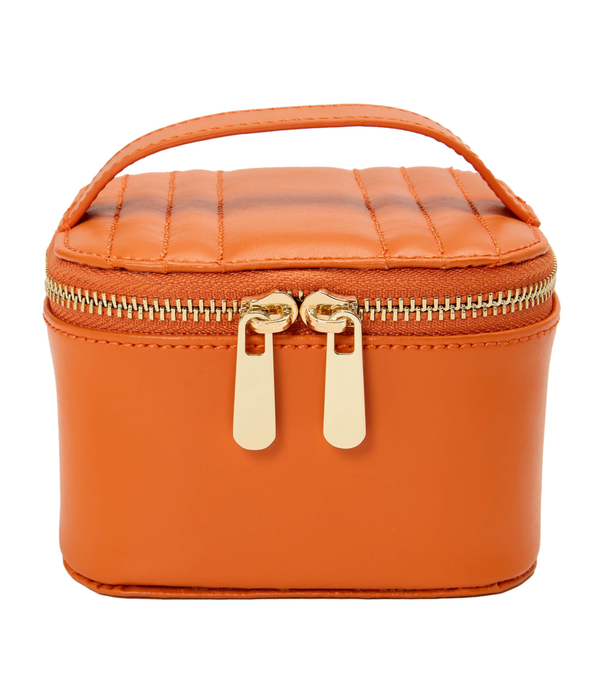 WOLF Vegan Leather Maria Cube Jewellery Case Tangerine
