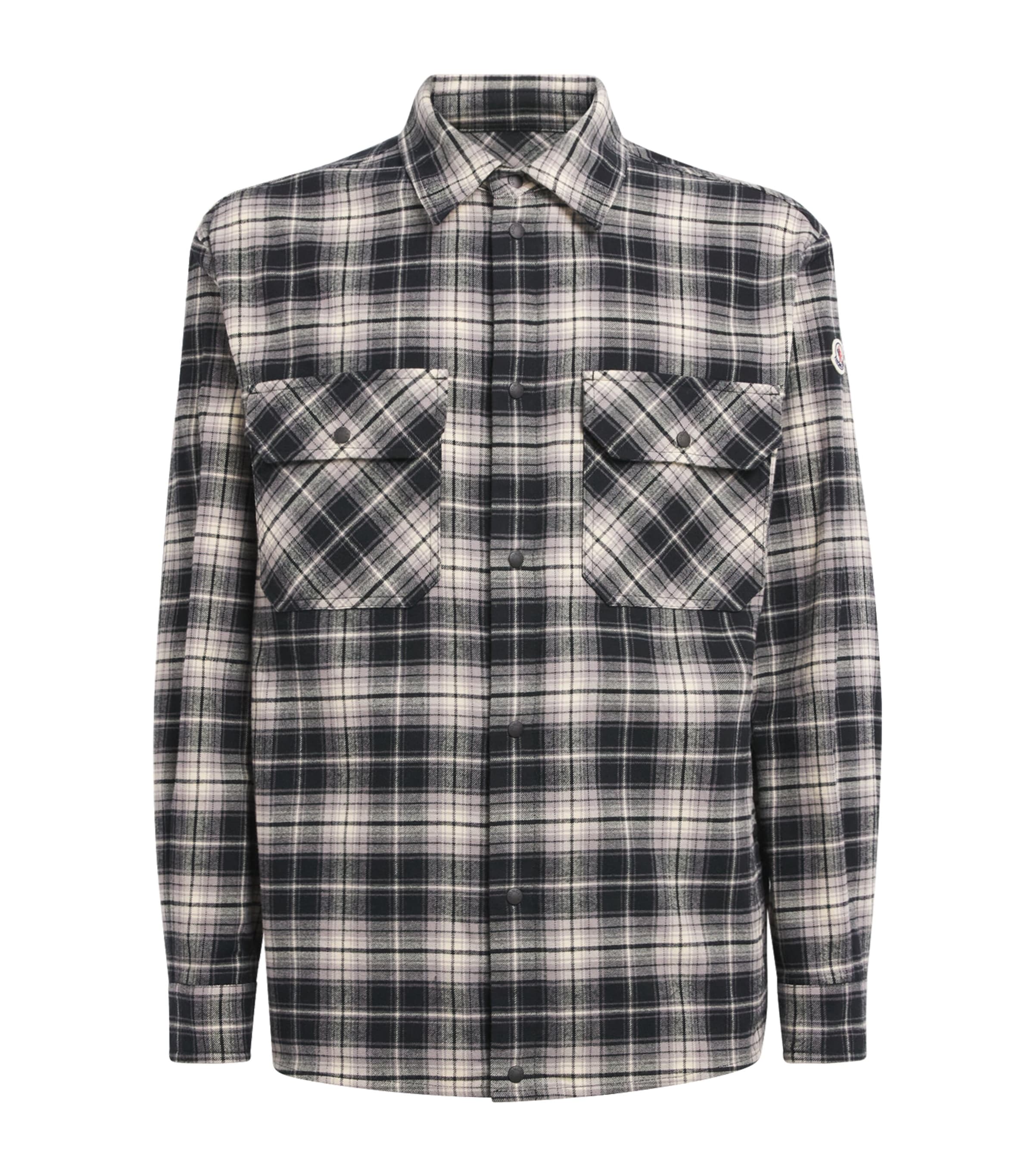 Moncler Mens Cotton Check Zip-Up Shirt