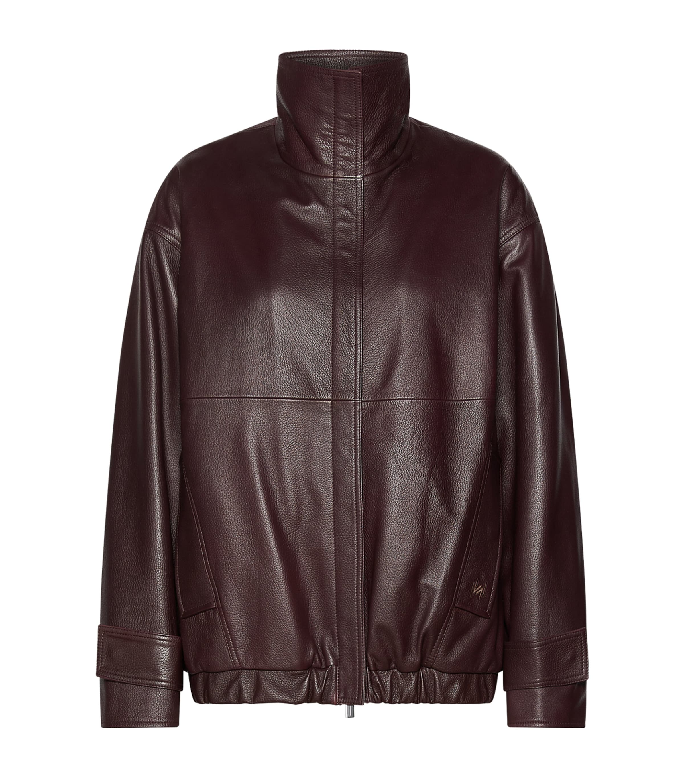 Marella Womens Gathered Waist Leather Jacket Blackberry