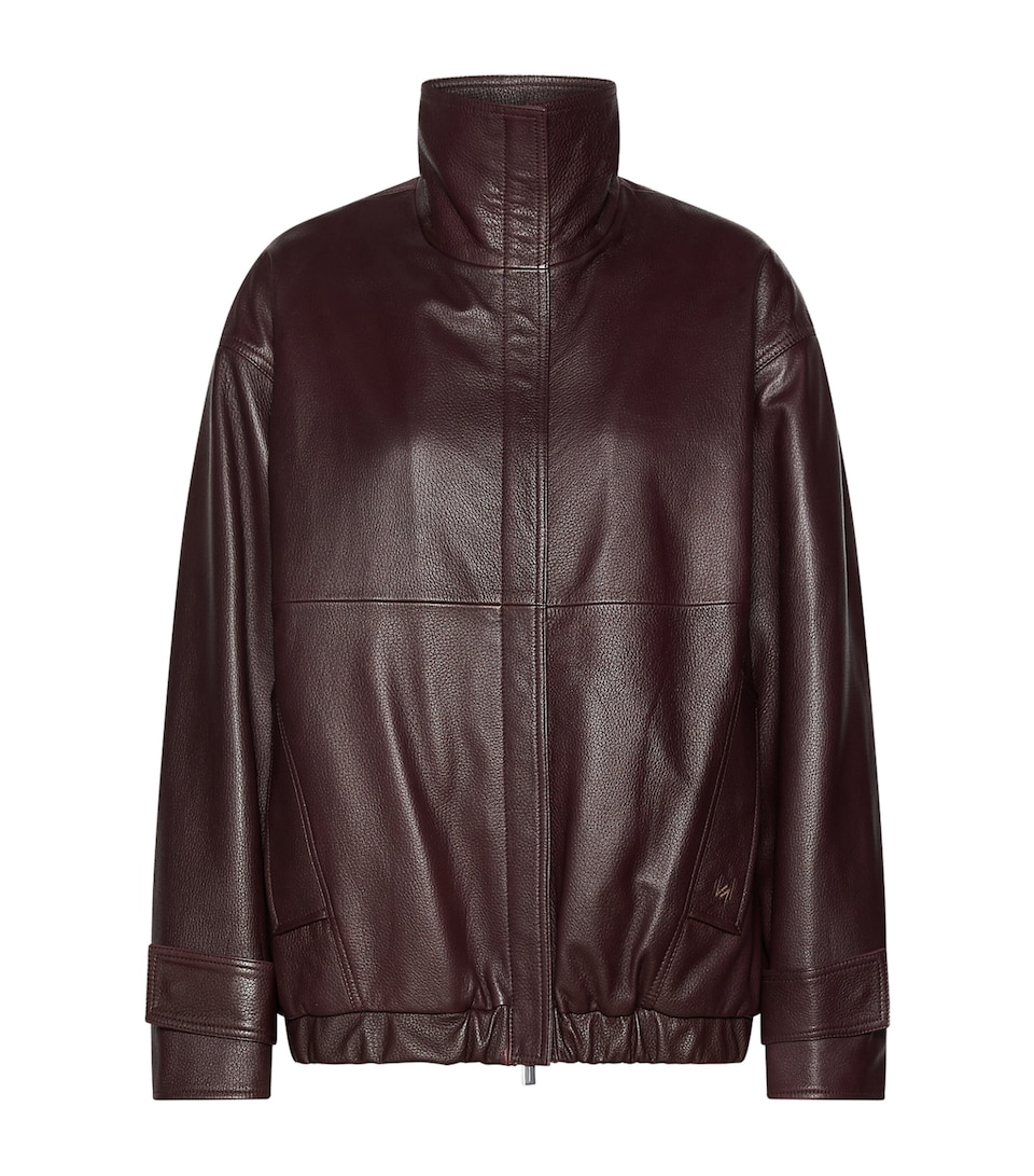 Marella Womens Gathered Waist Leather Jacket Blackberry