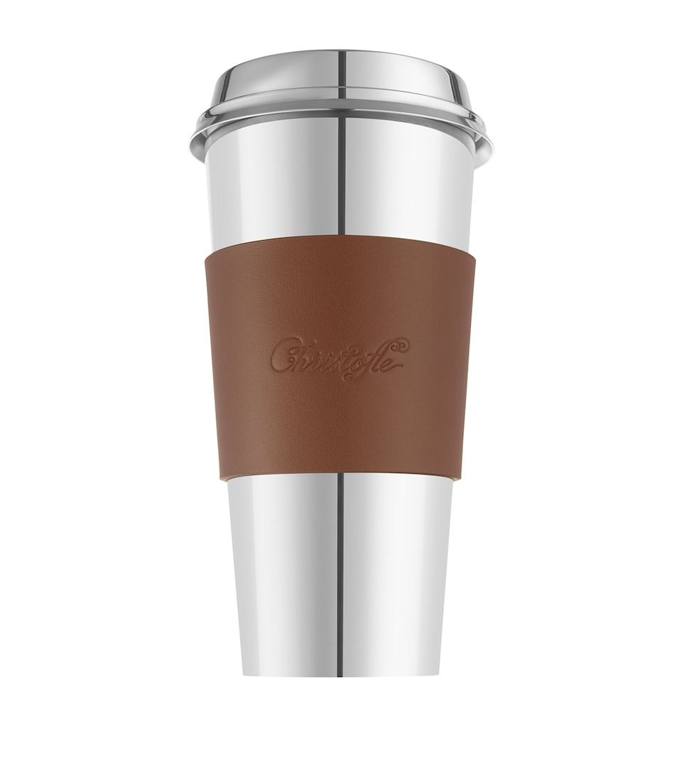 Christofle Leather Objets Miroir Coffee Cup Ring Brown