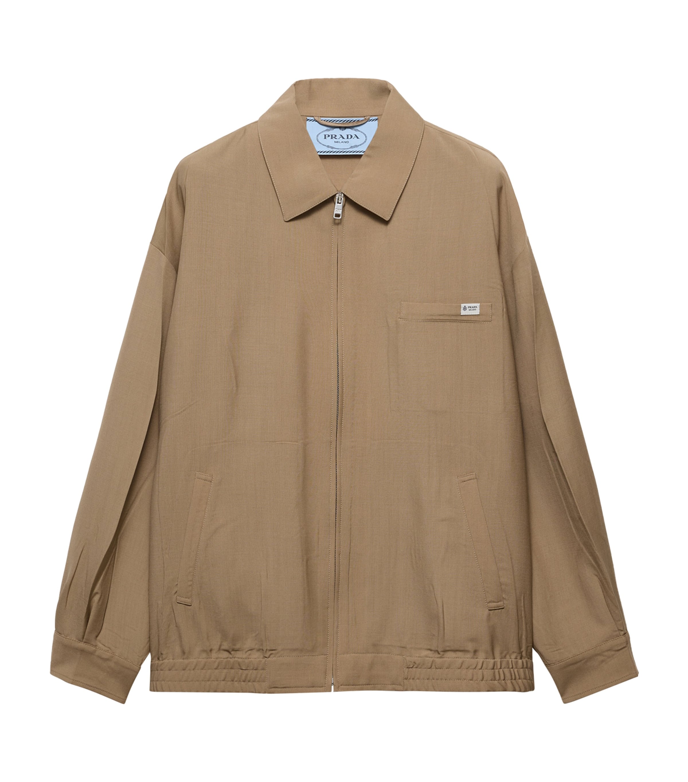 Prada Womens Wool-Mohair Tailored Jacket Brown