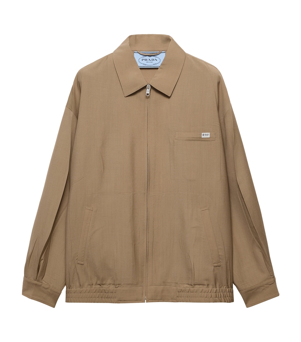 Prada Womens Wool-Mohair Tailored Jacket Brown