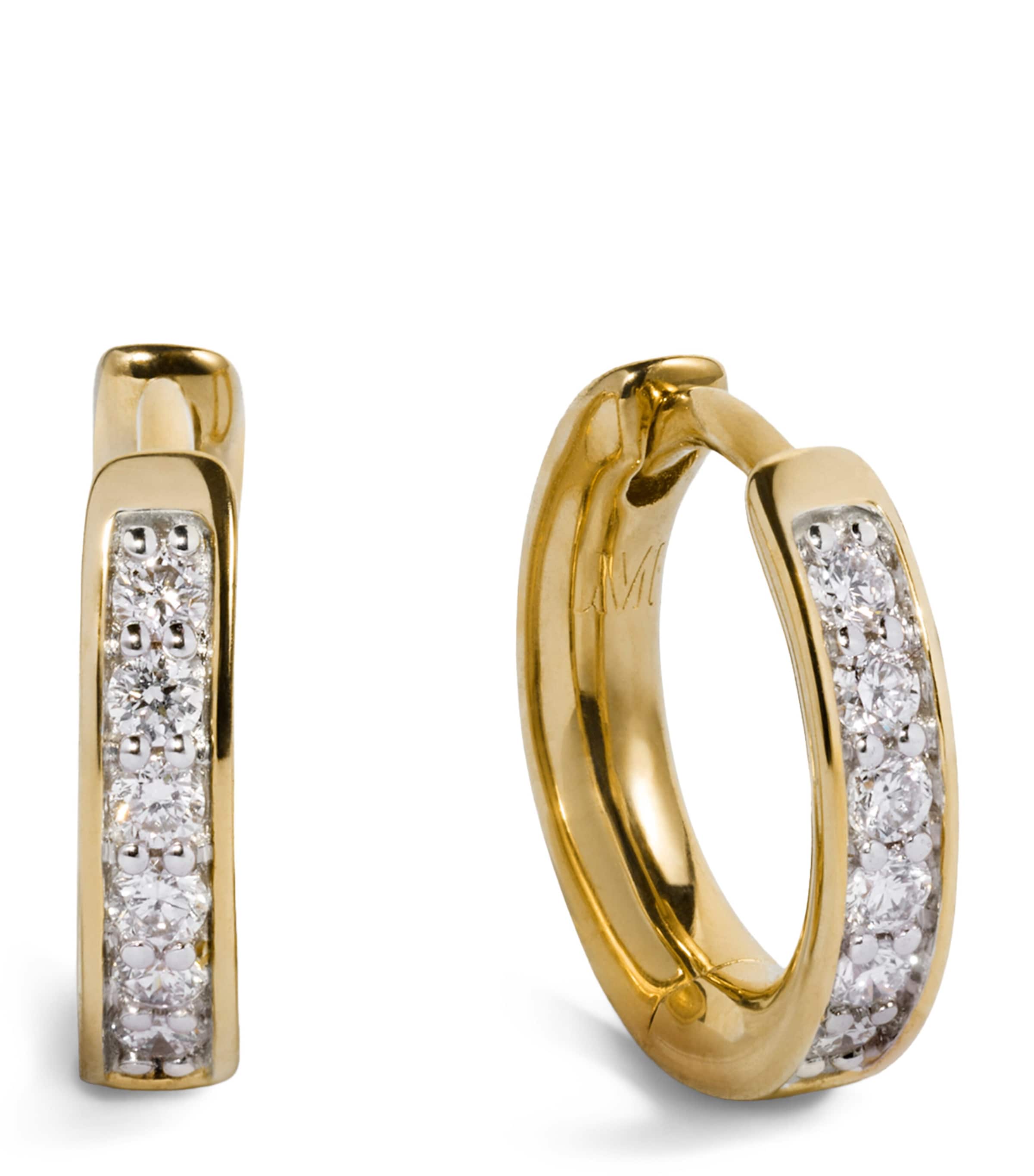 Monica Vinader Gold Vermeil and Diamond Huggie Hoop Earrings Gold
