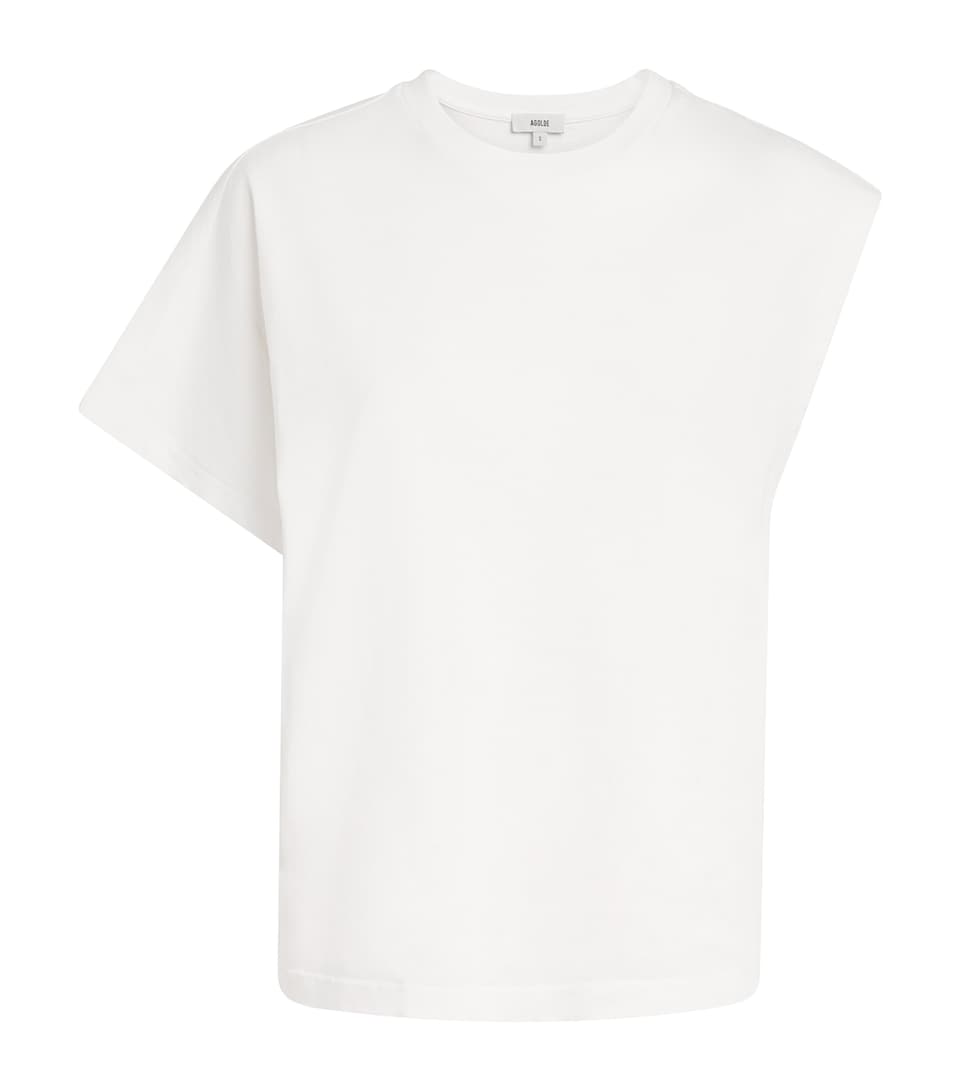 AGOLDE Womens Cotton Corrine Asymmetric T-Shirt White