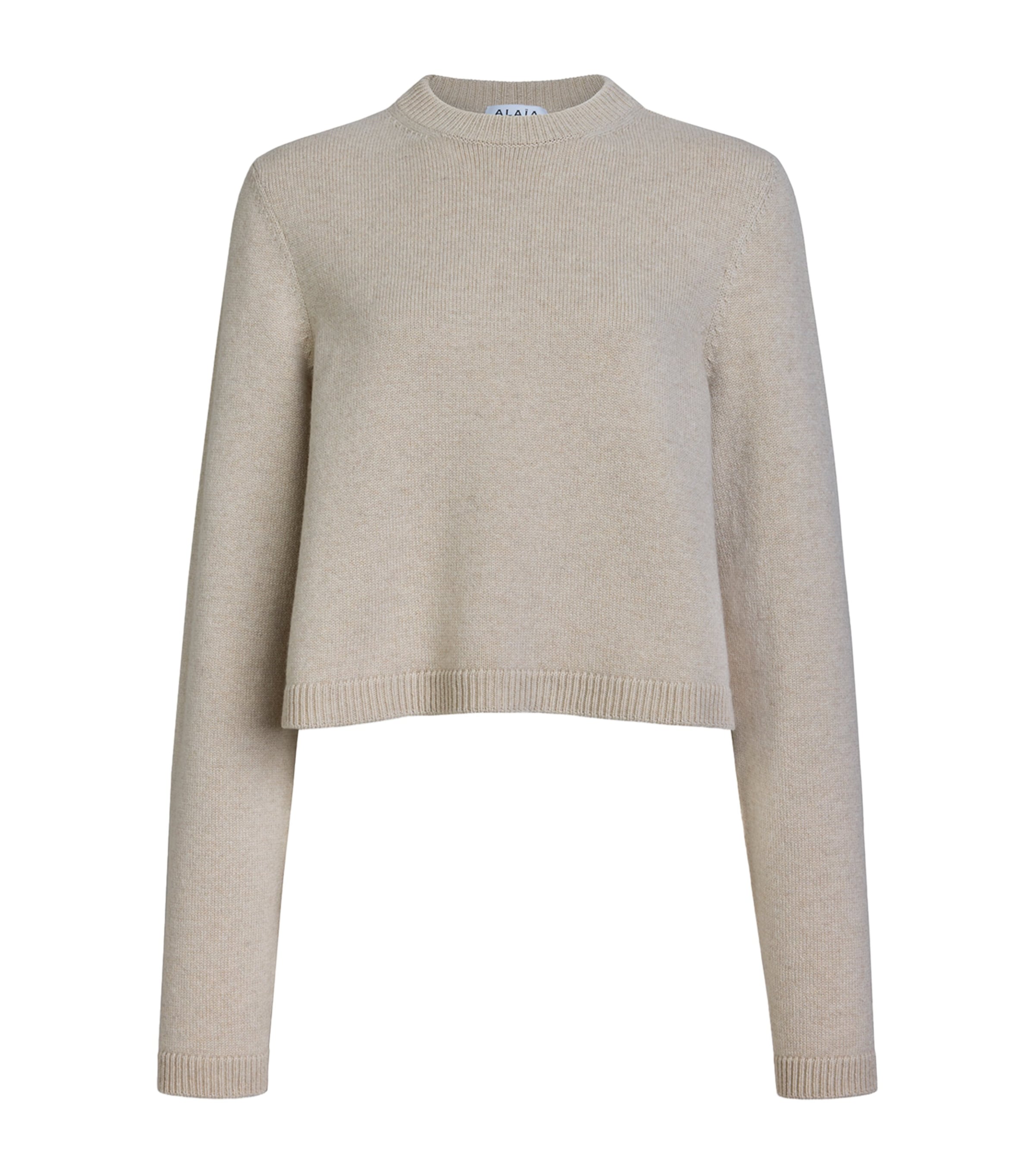 Alaïa Womens Cashmere-Blend Cropped Sweater Sand