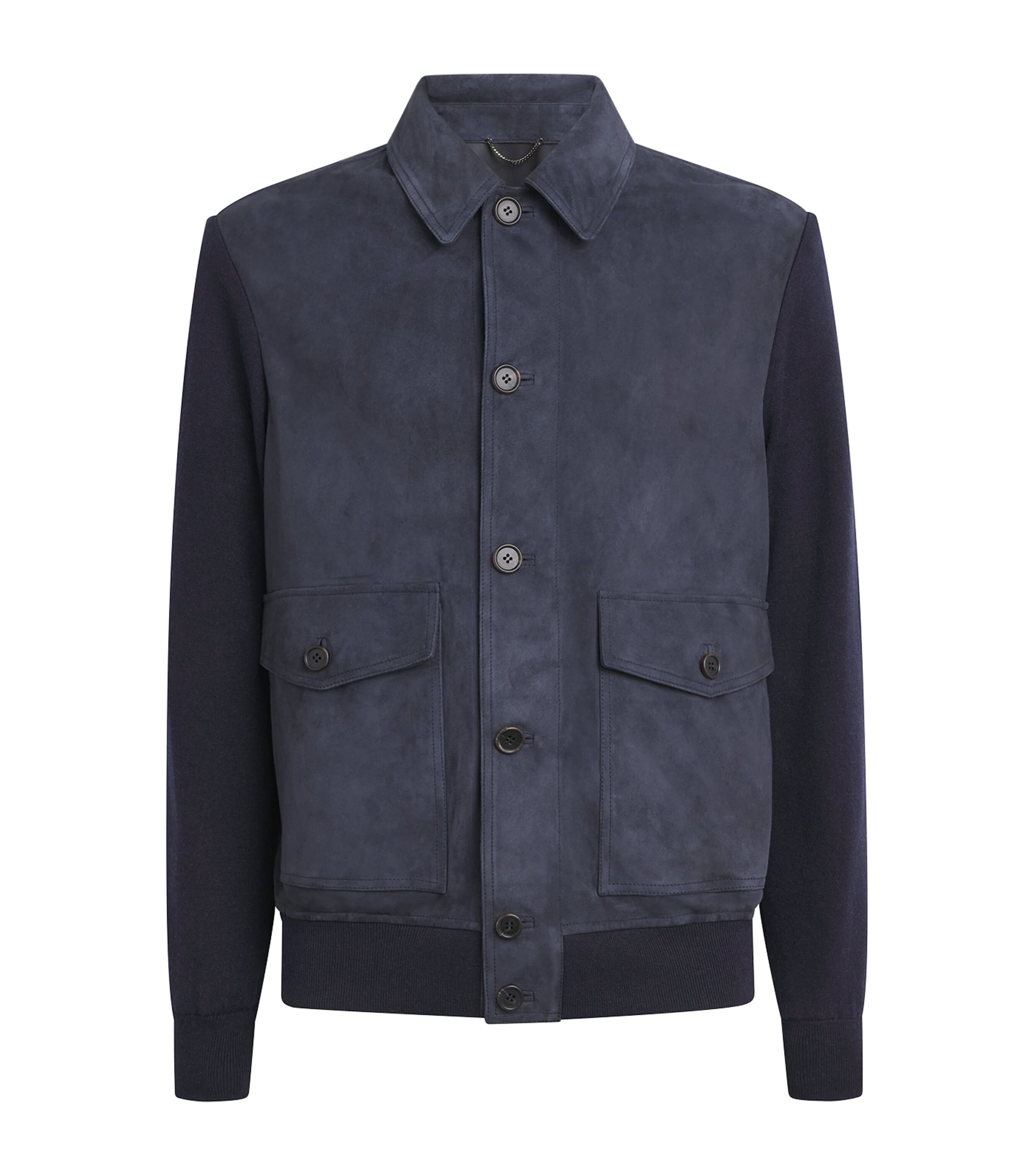 Fioroni Cashmere Mens Suede Bomber Jacket Navy