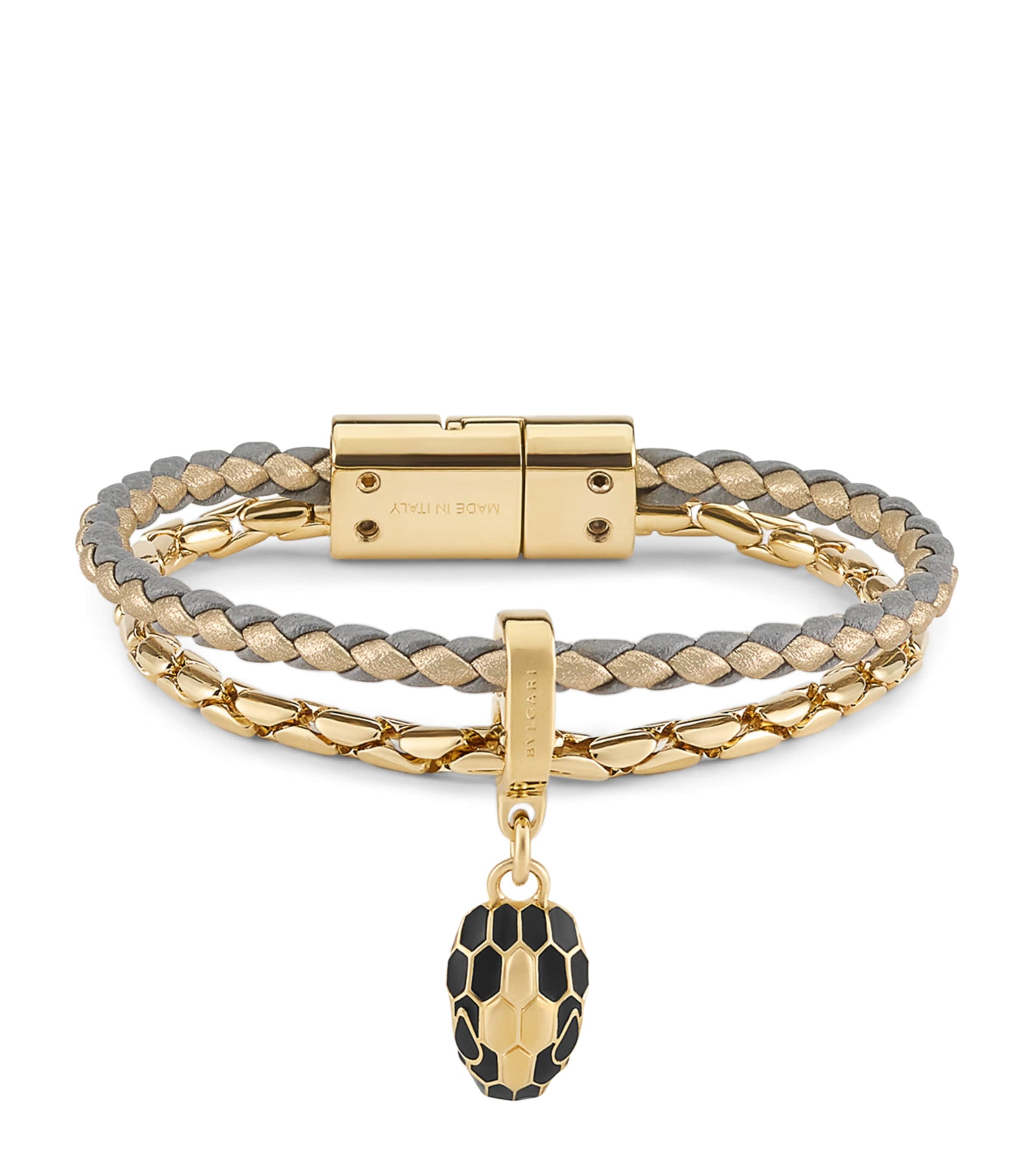 Bvlgari Leather Serpenti Forever Bracelet Grey