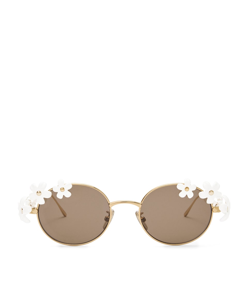 LOEWE x Paula's Ibiza Metal Round Daisy Sunglasses White