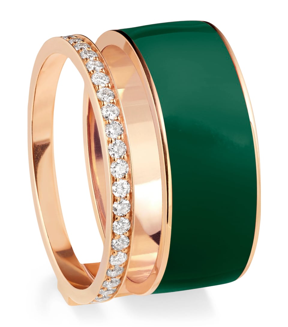 Repossi Pink Gold, Diamond and Enamel Berbere Ring Pink Gold