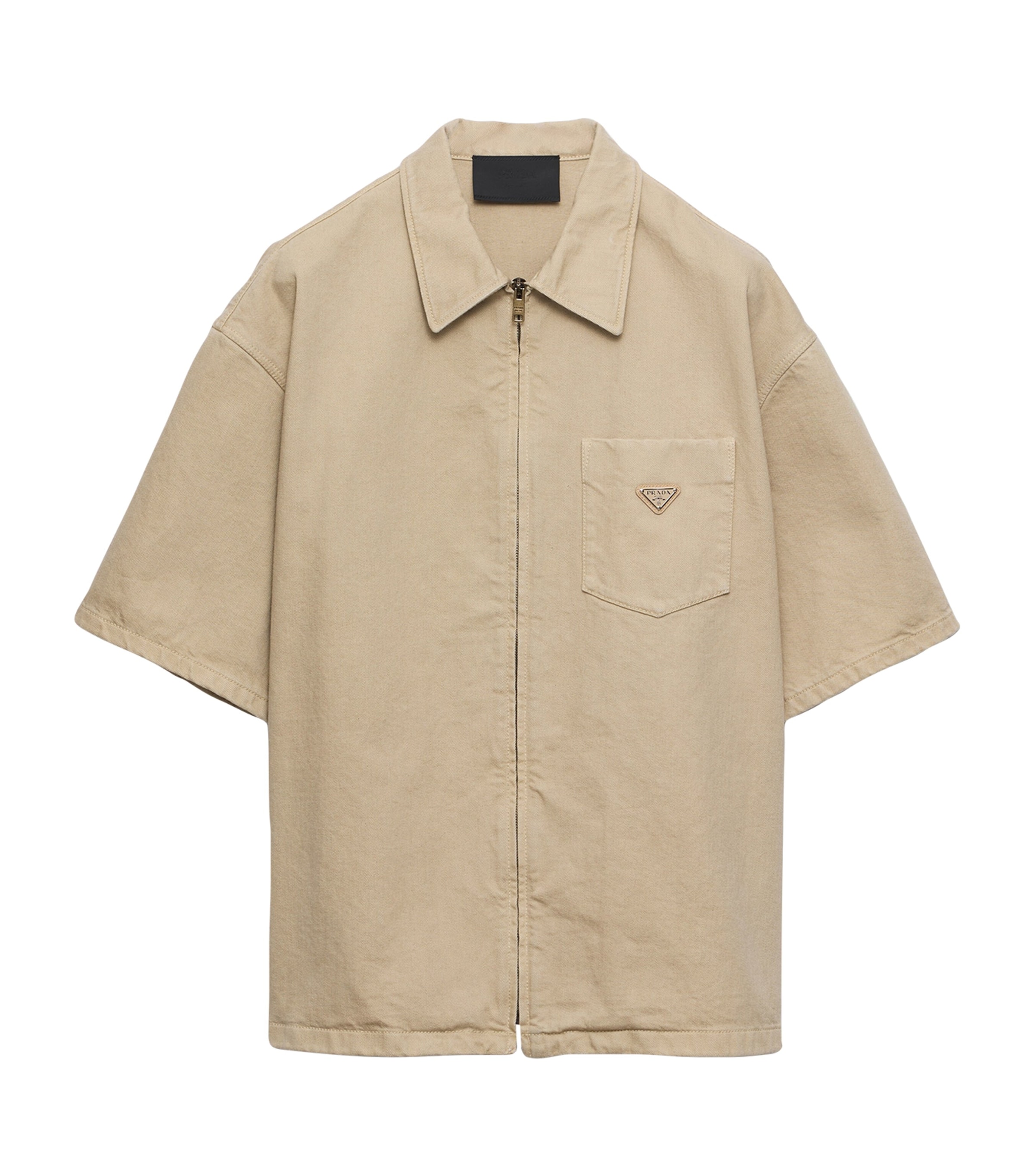 Prada Mens Cotton Triangle Shirt Neutral