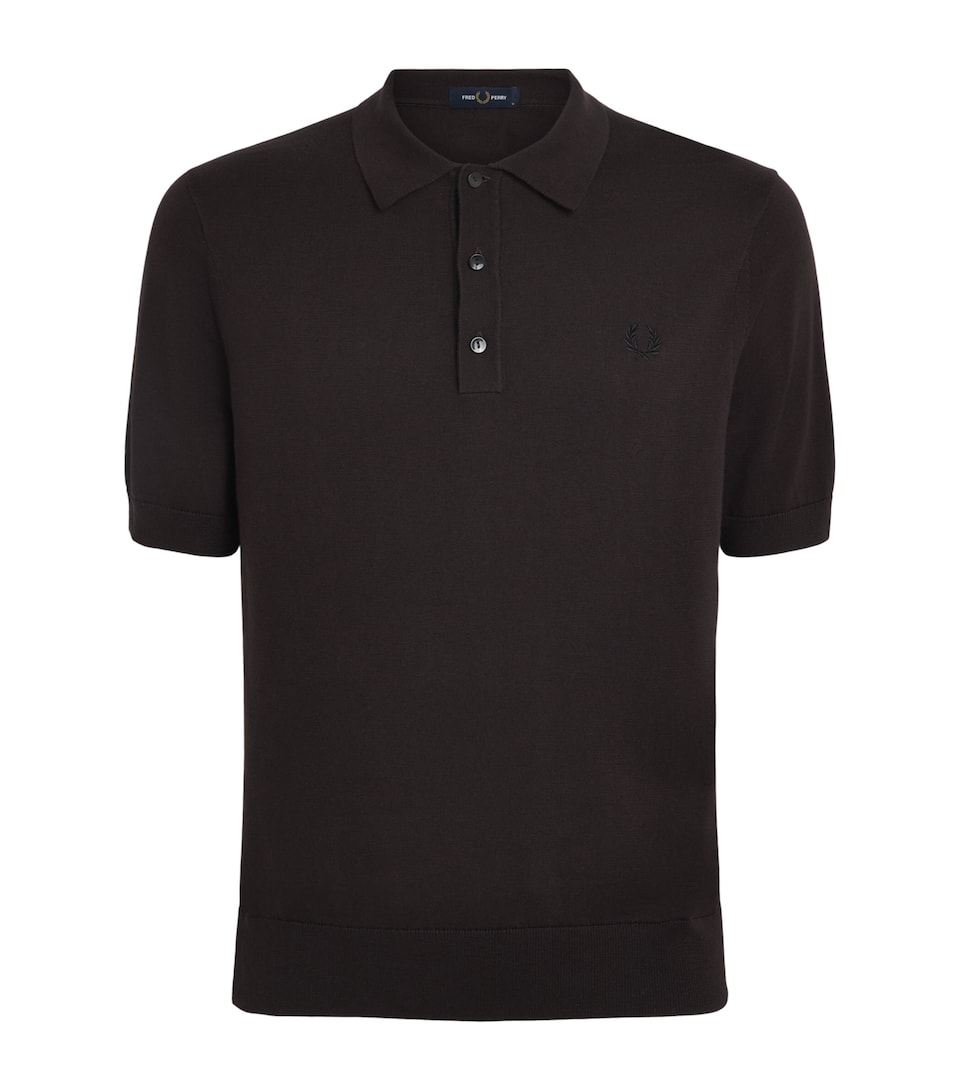 Fred Perry Mens Cotton Knitted Polo Shirt Rich Brown