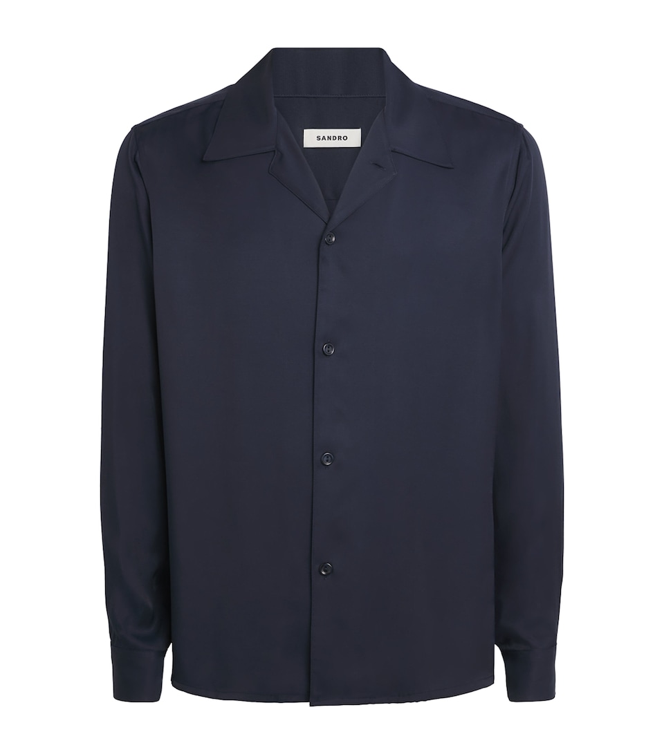 Sandro Paris Mens Notched-Collar Shirt Midnight Blue