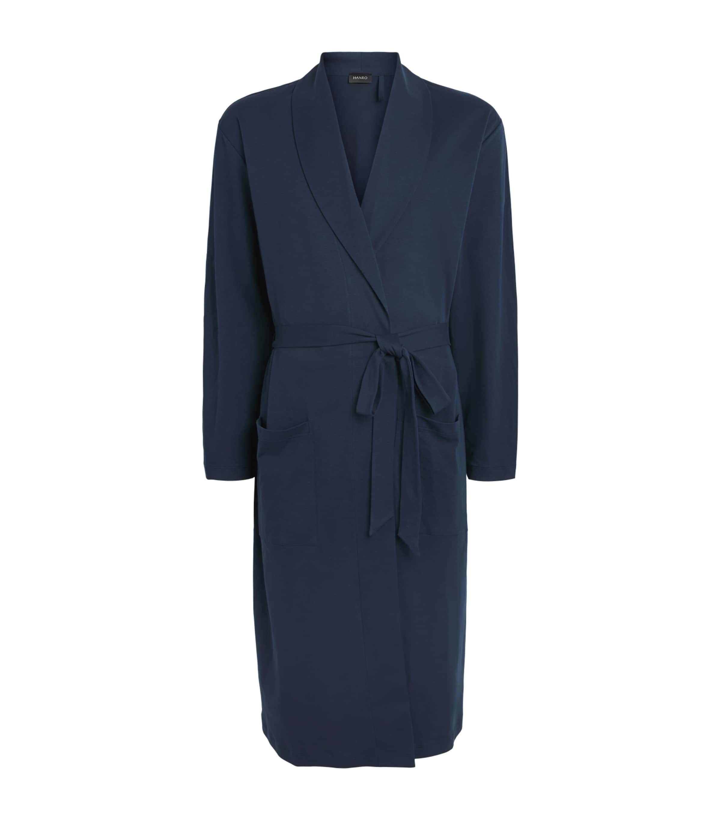 Hanro Mens Cotton Night & Day Robe Deep Navy