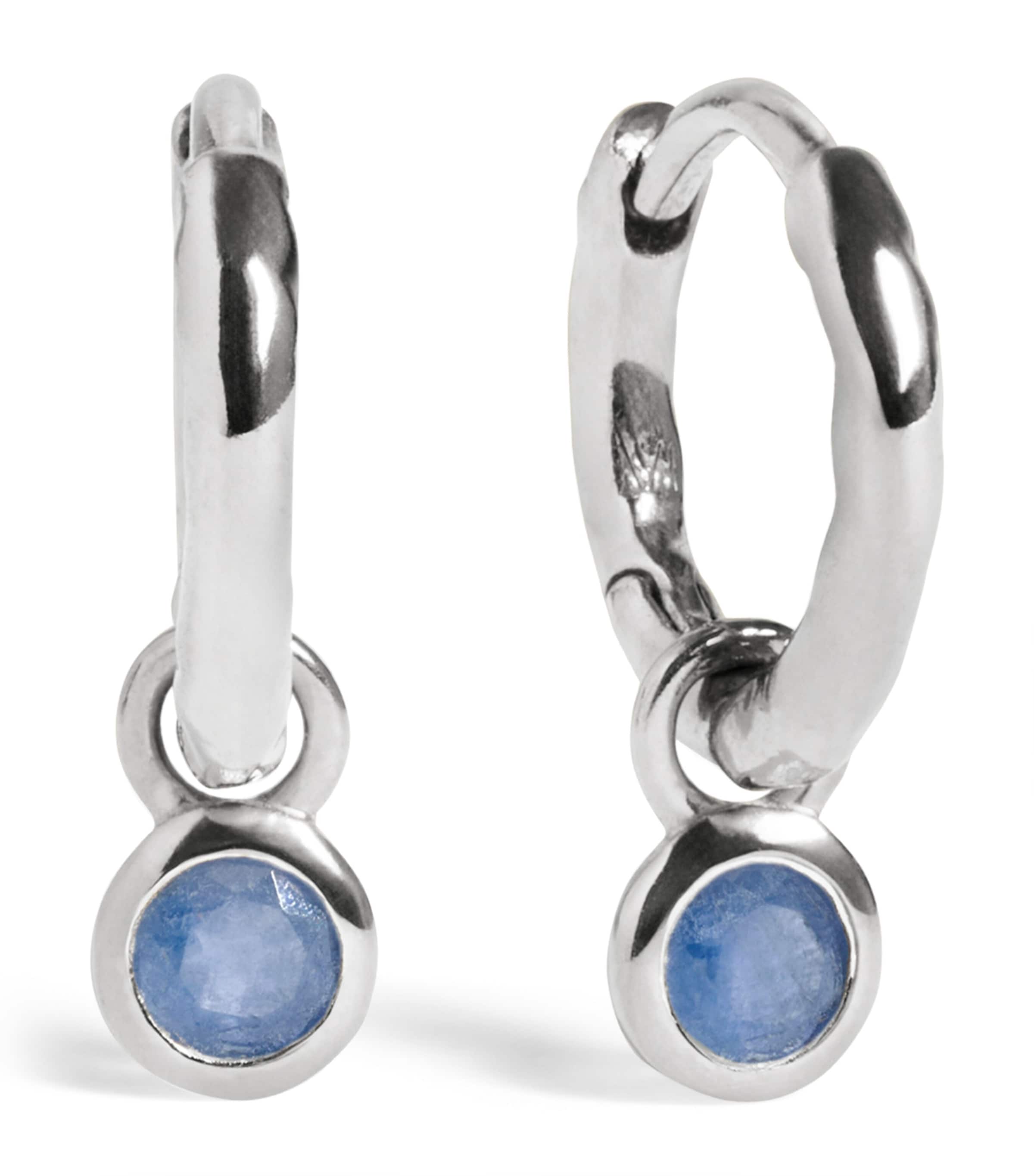 Monica Vinader Sterling Silver and Sapphire September Birthstone Huggie Earrings Blue