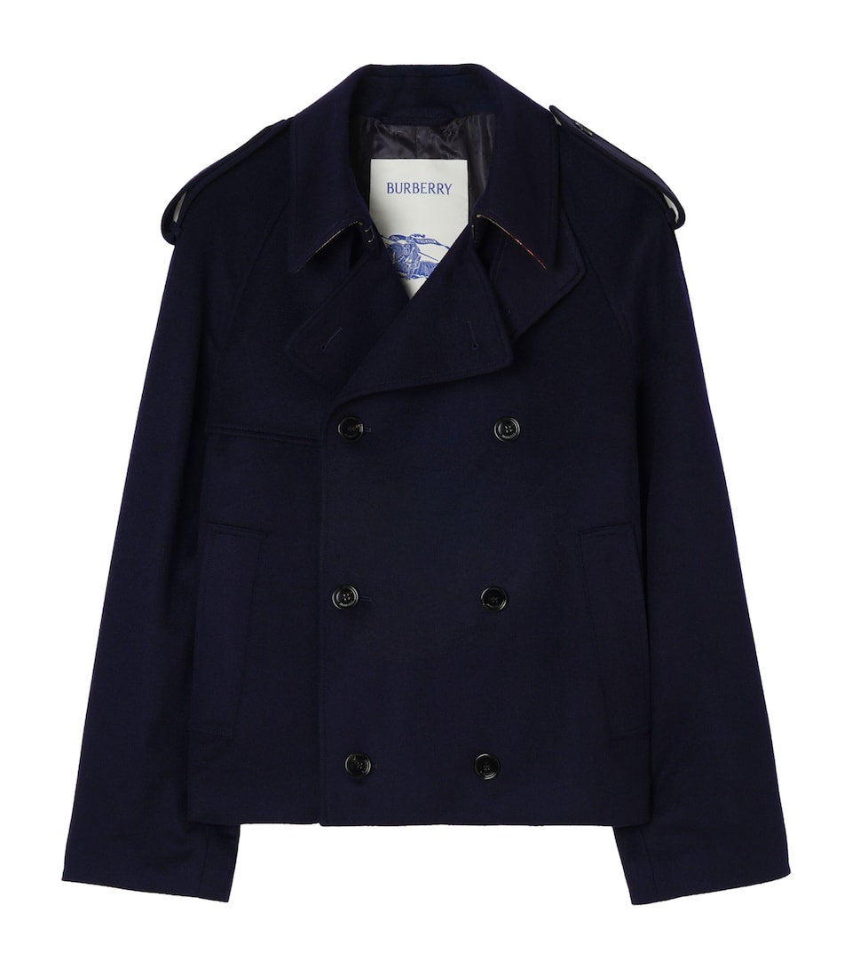 Burberry Mens Cashmere Trench Jacket Navy