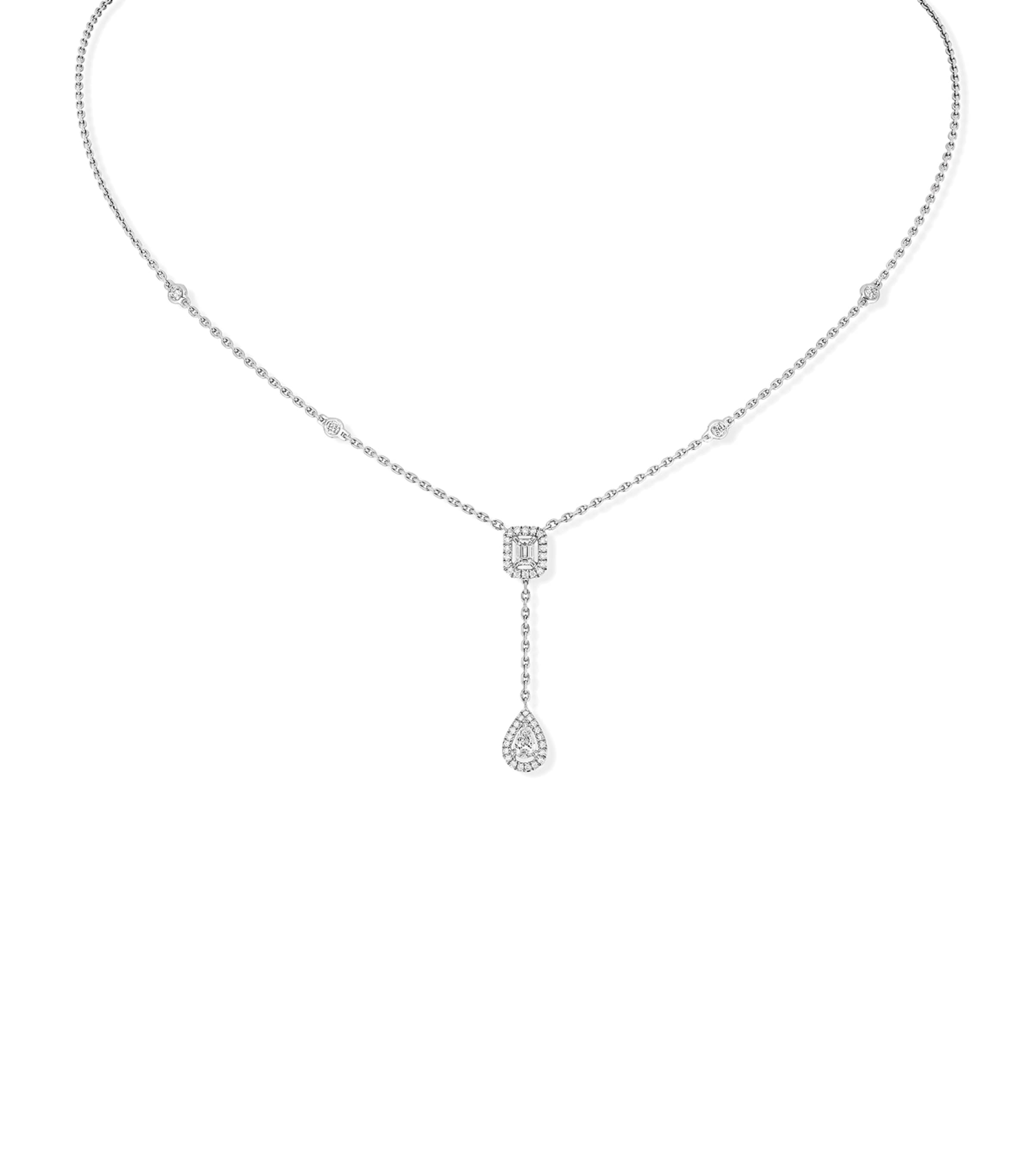 White Gold and Diamond My Twin Pendant Necklace