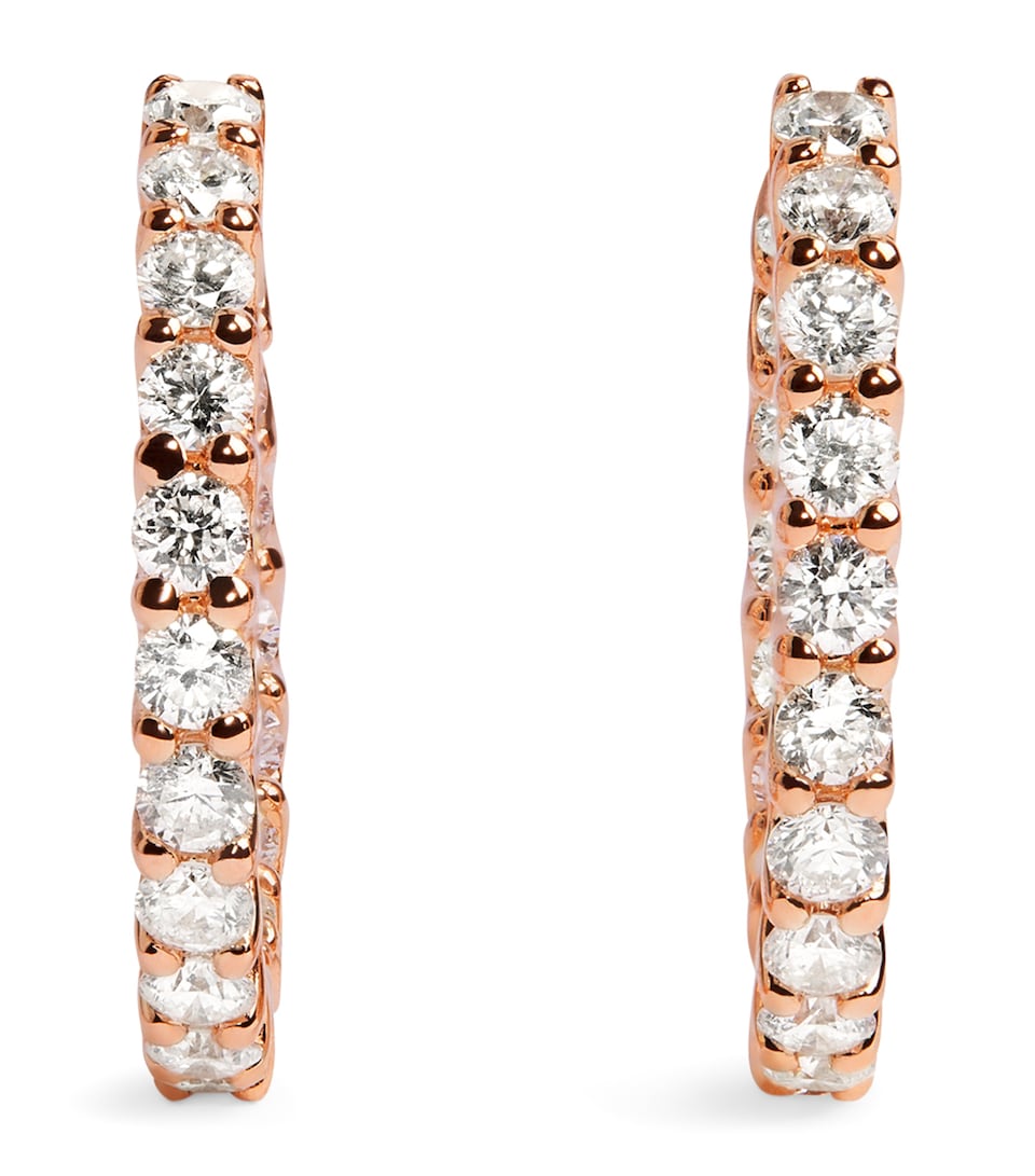 Medium Rose Gold and Diamond Hoop Earrings (1.25ctw)