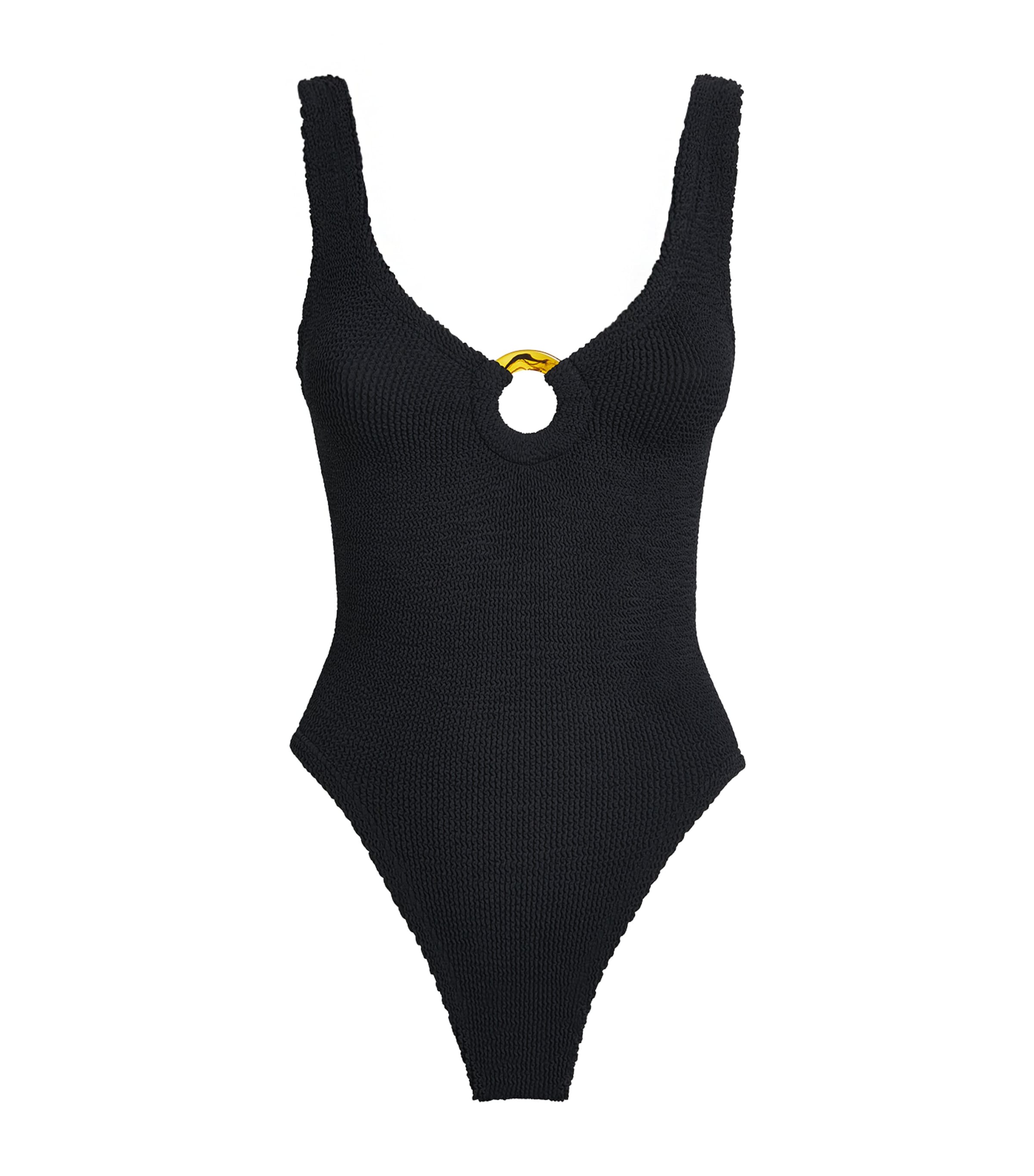 Hunza G Womens Celine Plunge Swimsuit Black