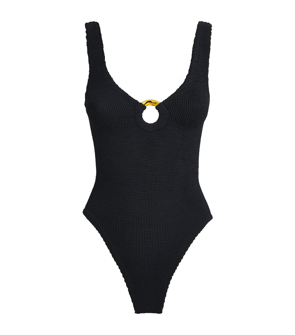 Hunza G Womens Celine Plunge Swimsuit Black