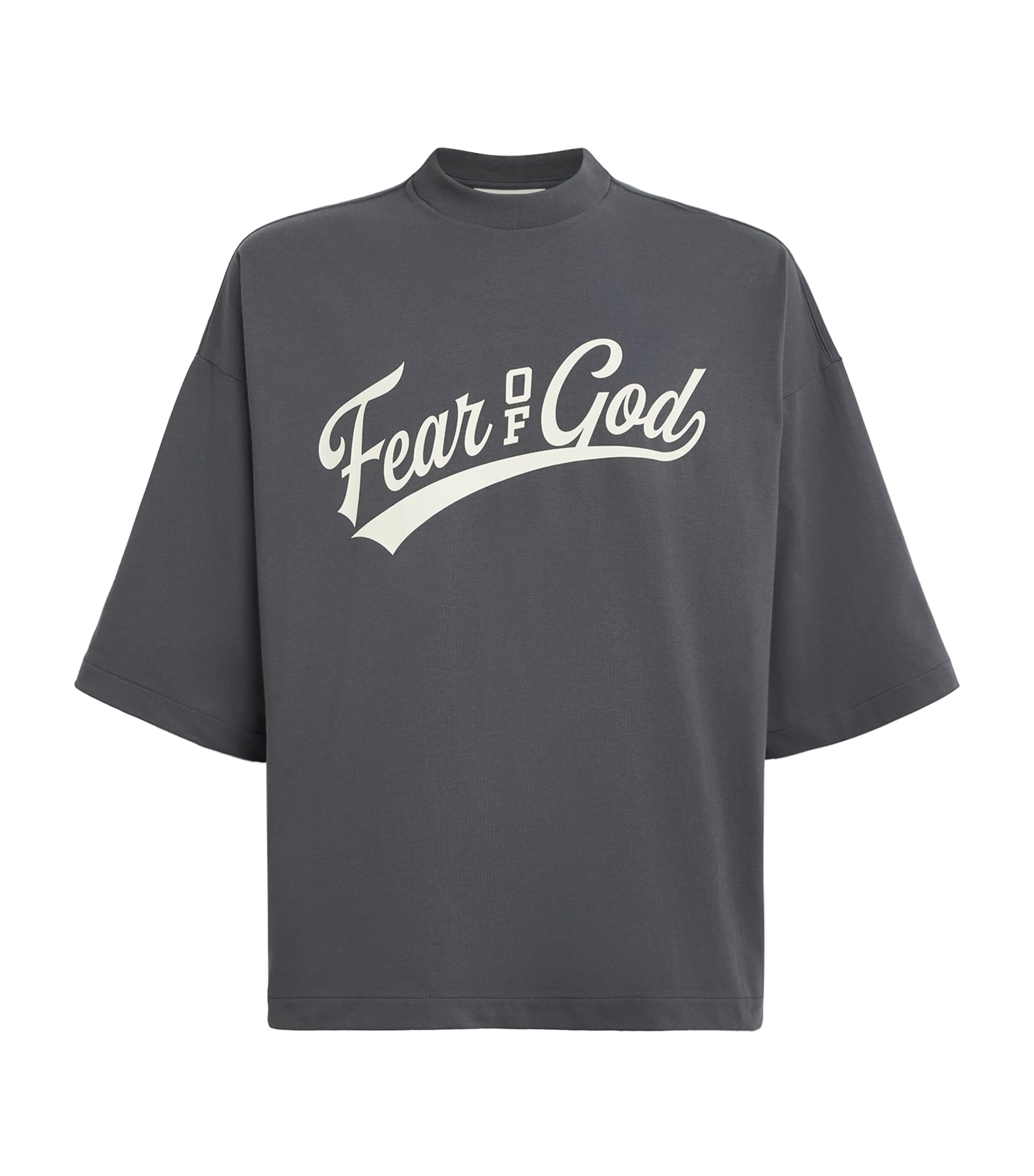 FEAR OF GOD ESSENTIALS Mens Cotton Boxy Merch T-Shirt Iron Grey
