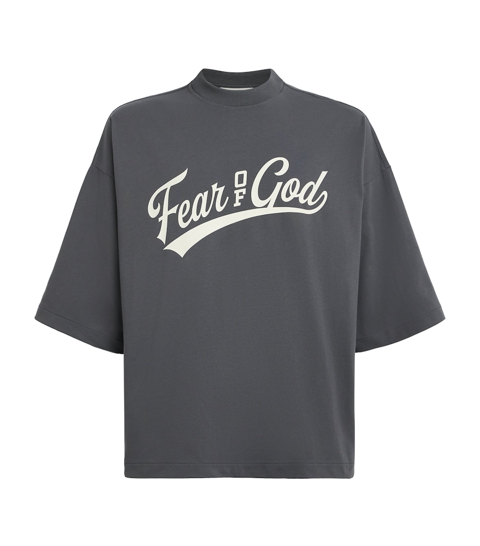FEAR OF GOD ESSENTIALS Mens Cotton Boxy Merch T-Shirt Iron Grey