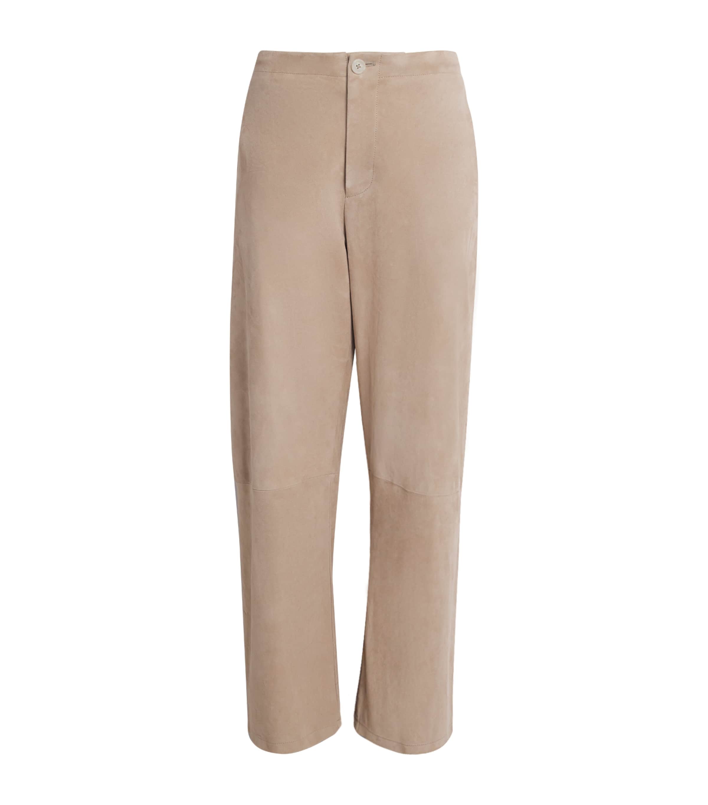 Suede Straight Tailored Trousers
