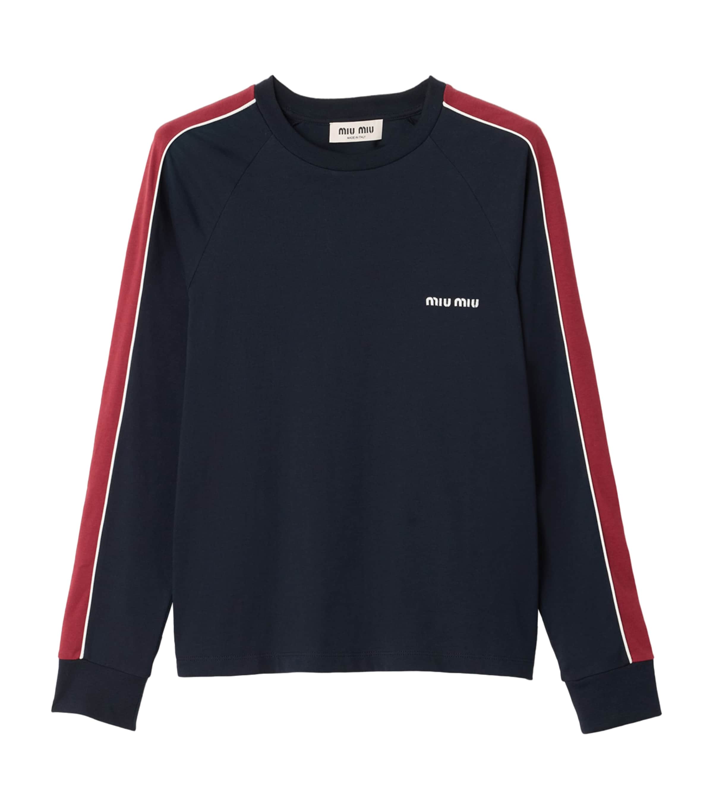 Miu Miu Womens Cotton Jersey Logo Sweater