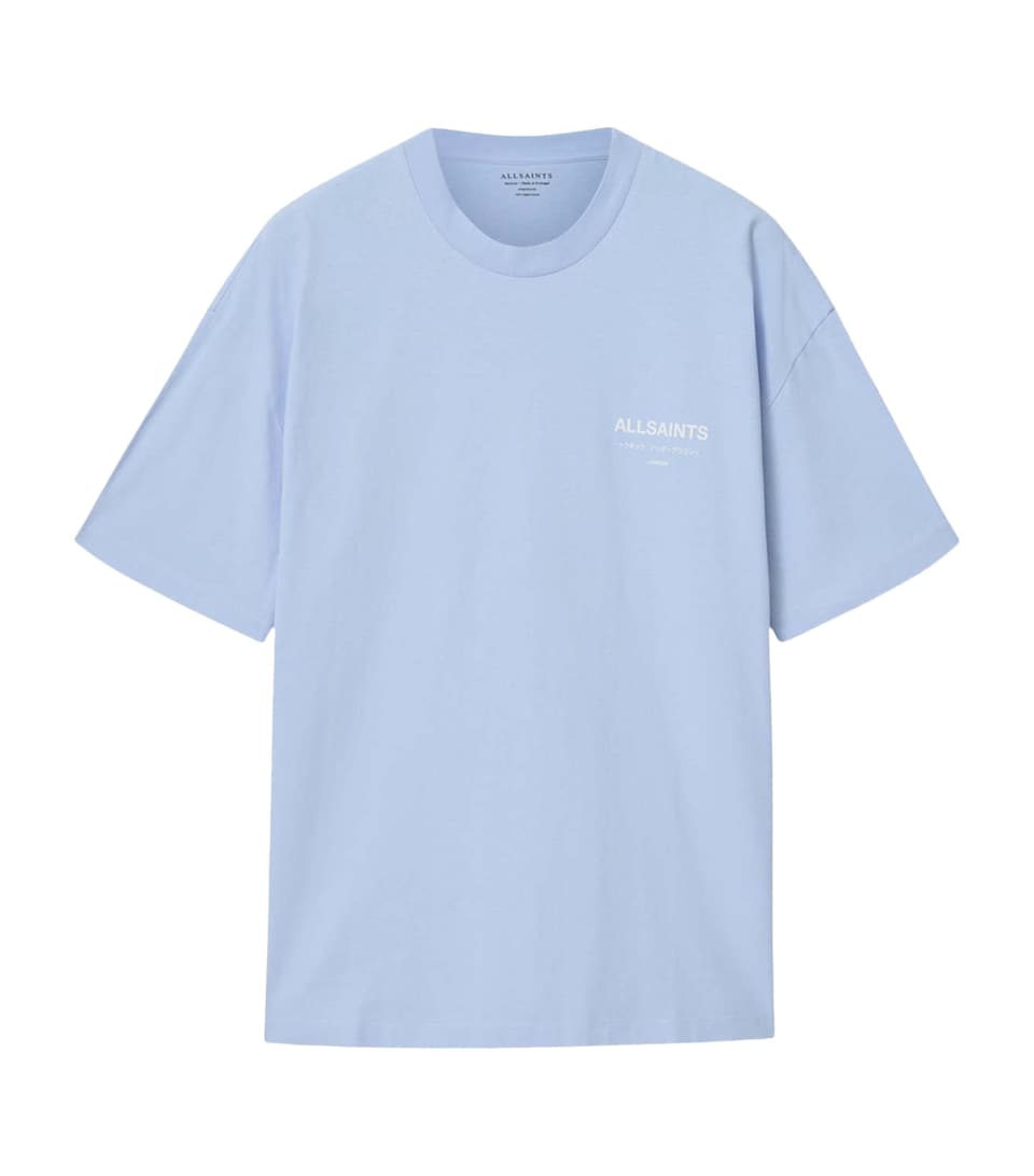 AllSaints Mens Organic Cotton Underground T-Shirt Villa Blue