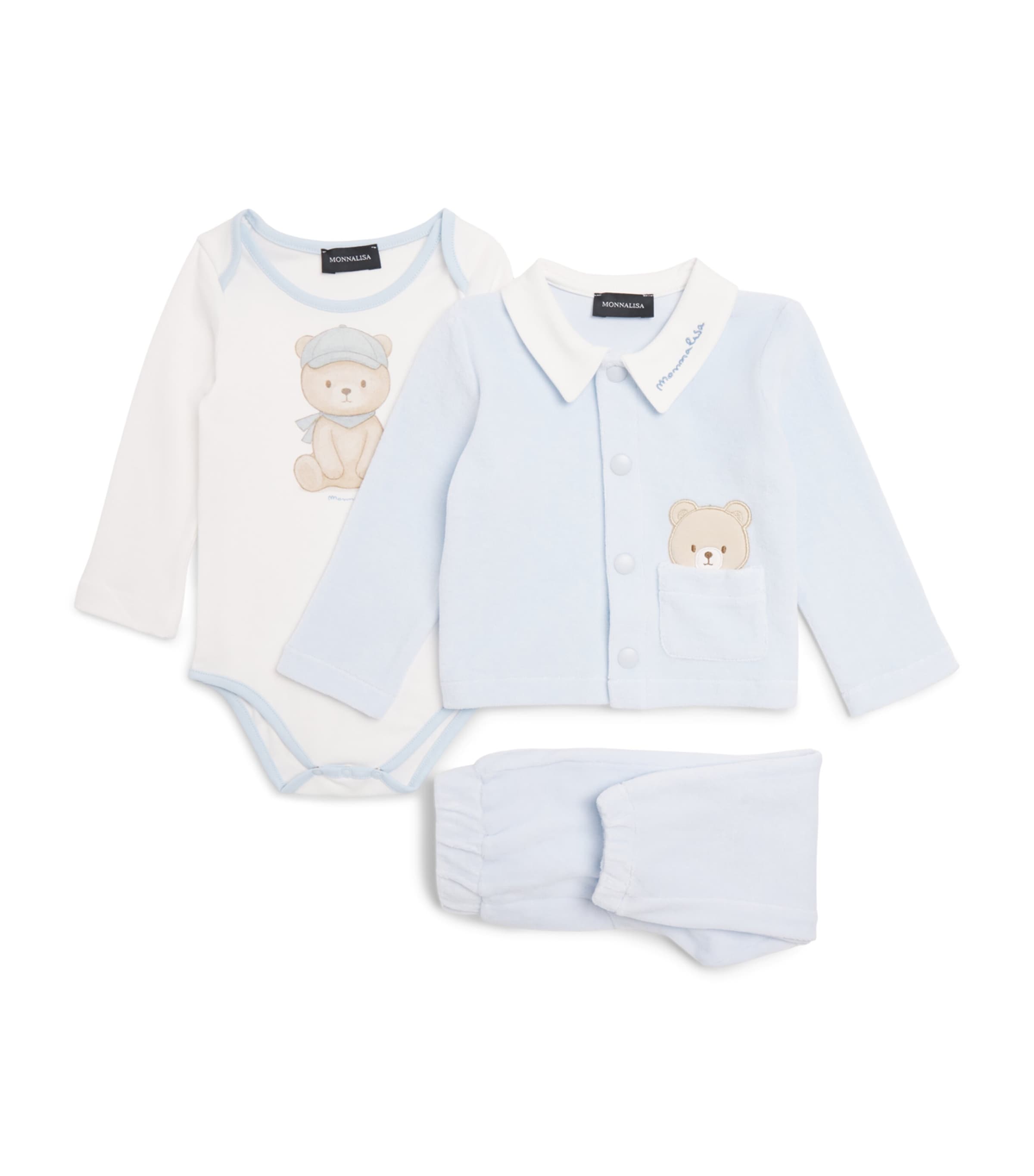 Monnalisa Cotton Bear All-In-One and Pyjama Set (1-18 Months) Panna+nuvola