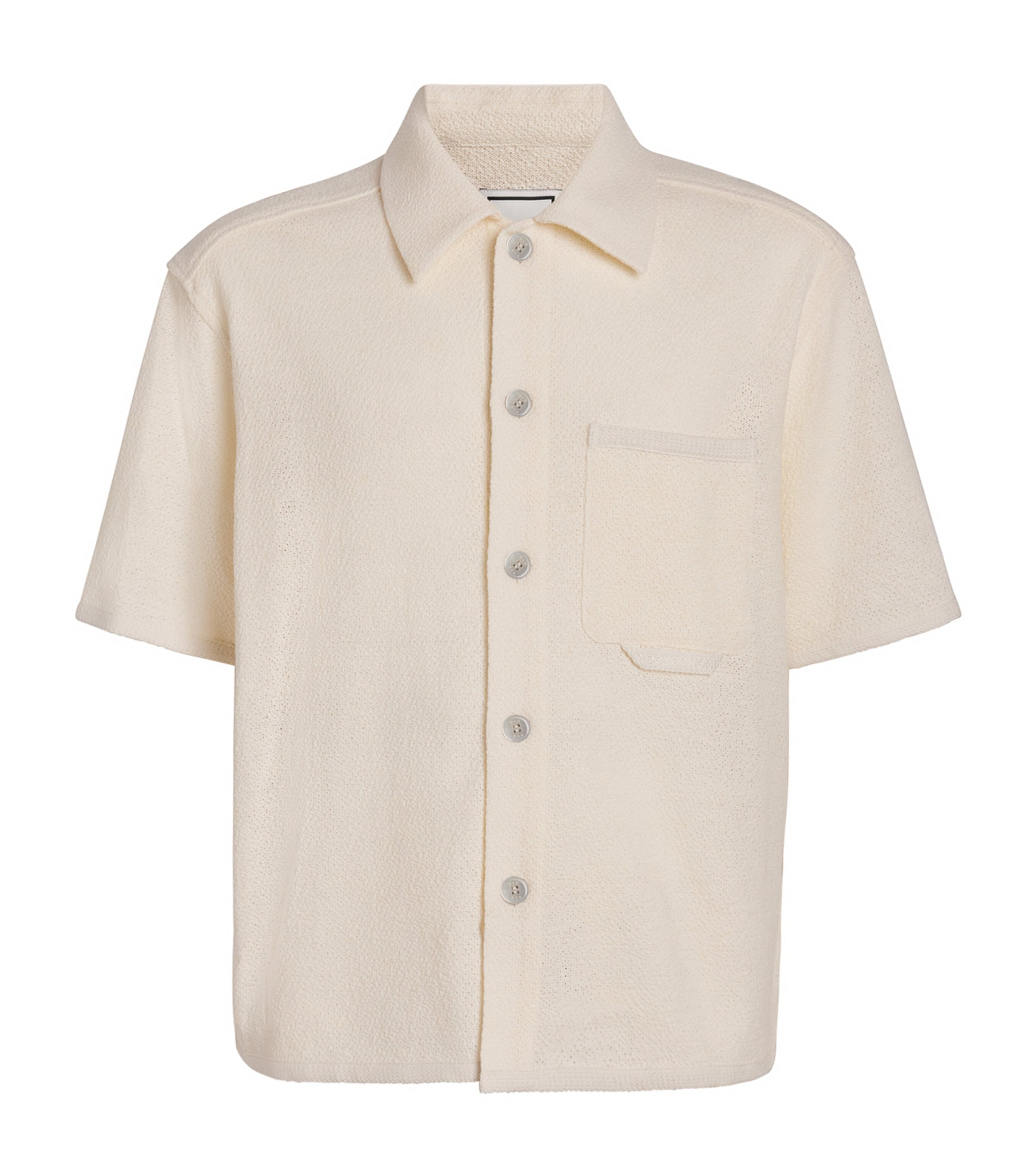 Wooyoungmi Mens Seersucker Short-Sleeve Shirt White